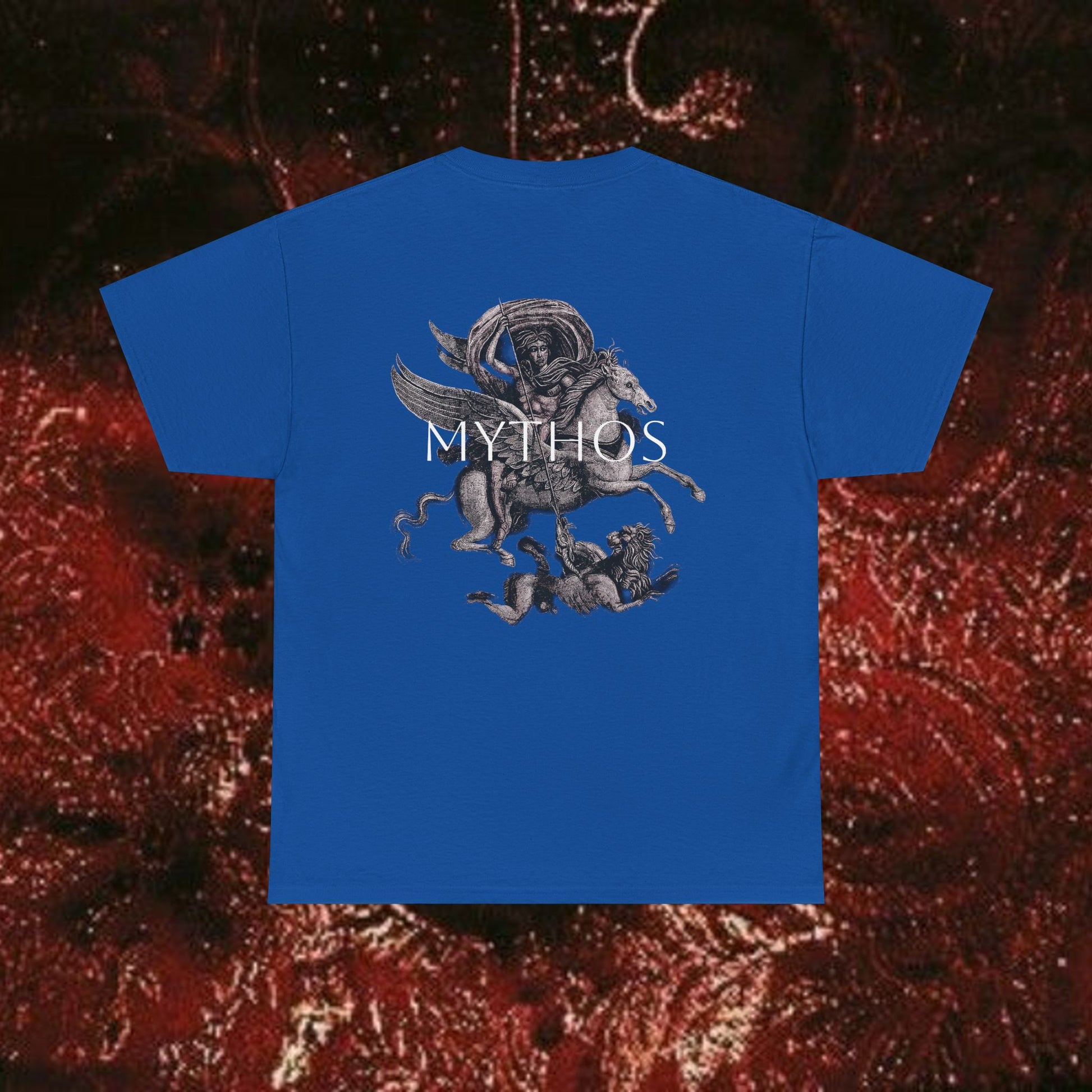 Warrior's Mythos Unisex Tee, Graphic Tee, Mythological Style Shirt Back Version