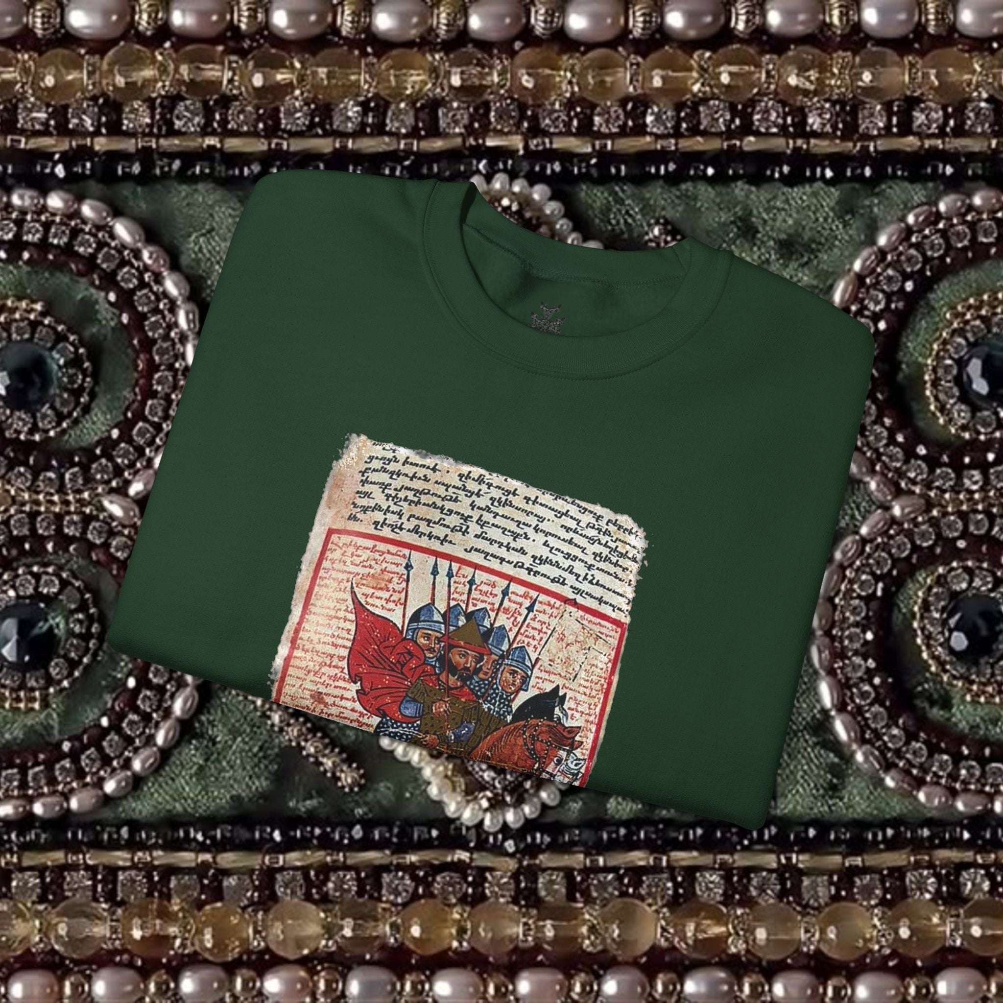 Medieval Armenian Warriors Art Sweatshirt - Ancient Manuscript Design