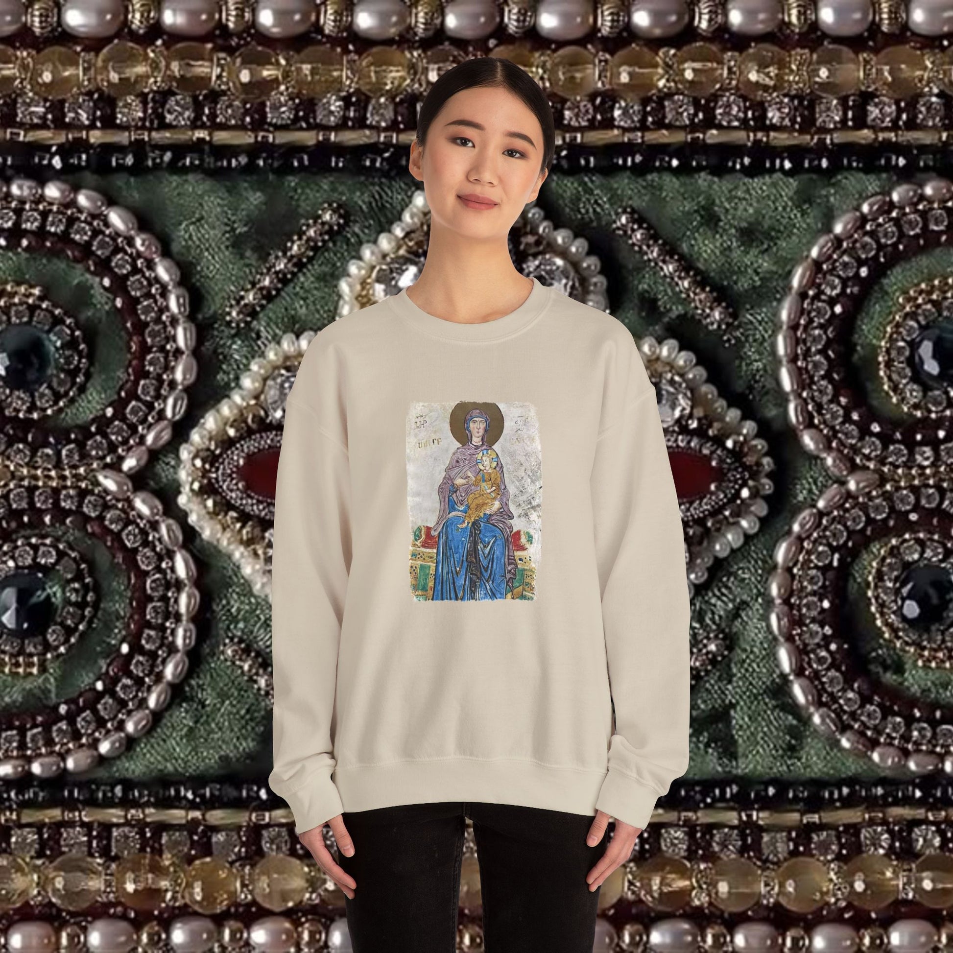 Virgin and Christ Armenian Manuscript Unisex Crewneck Sweatshirt