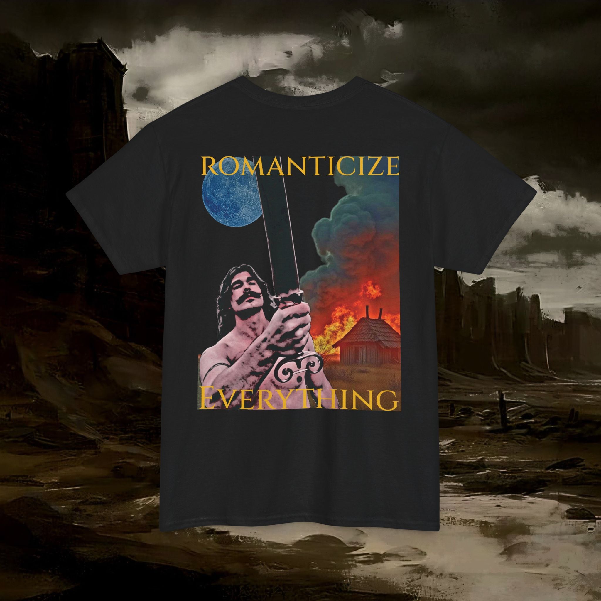 The Barbarian's Mirror Graphic T-Shirt Dark Fantasy Medieval Inspired Tee. Back Version