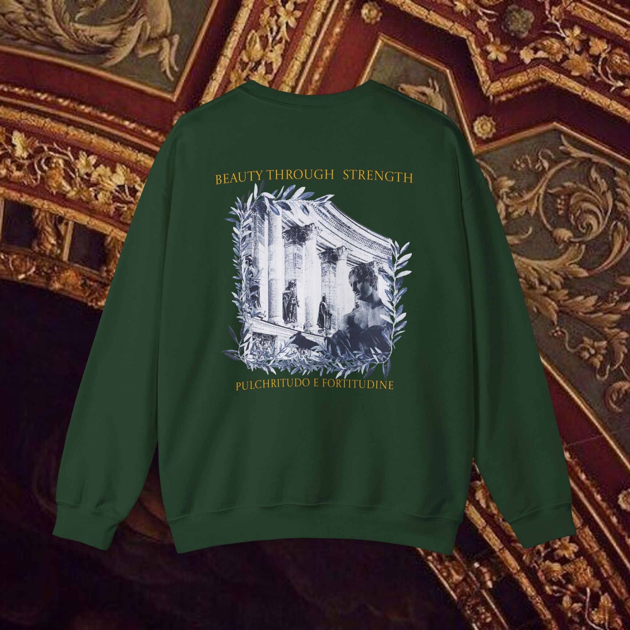 Beauty Through Strength Classically-Inspired Cotton Graphic Sweatshirt Back Version