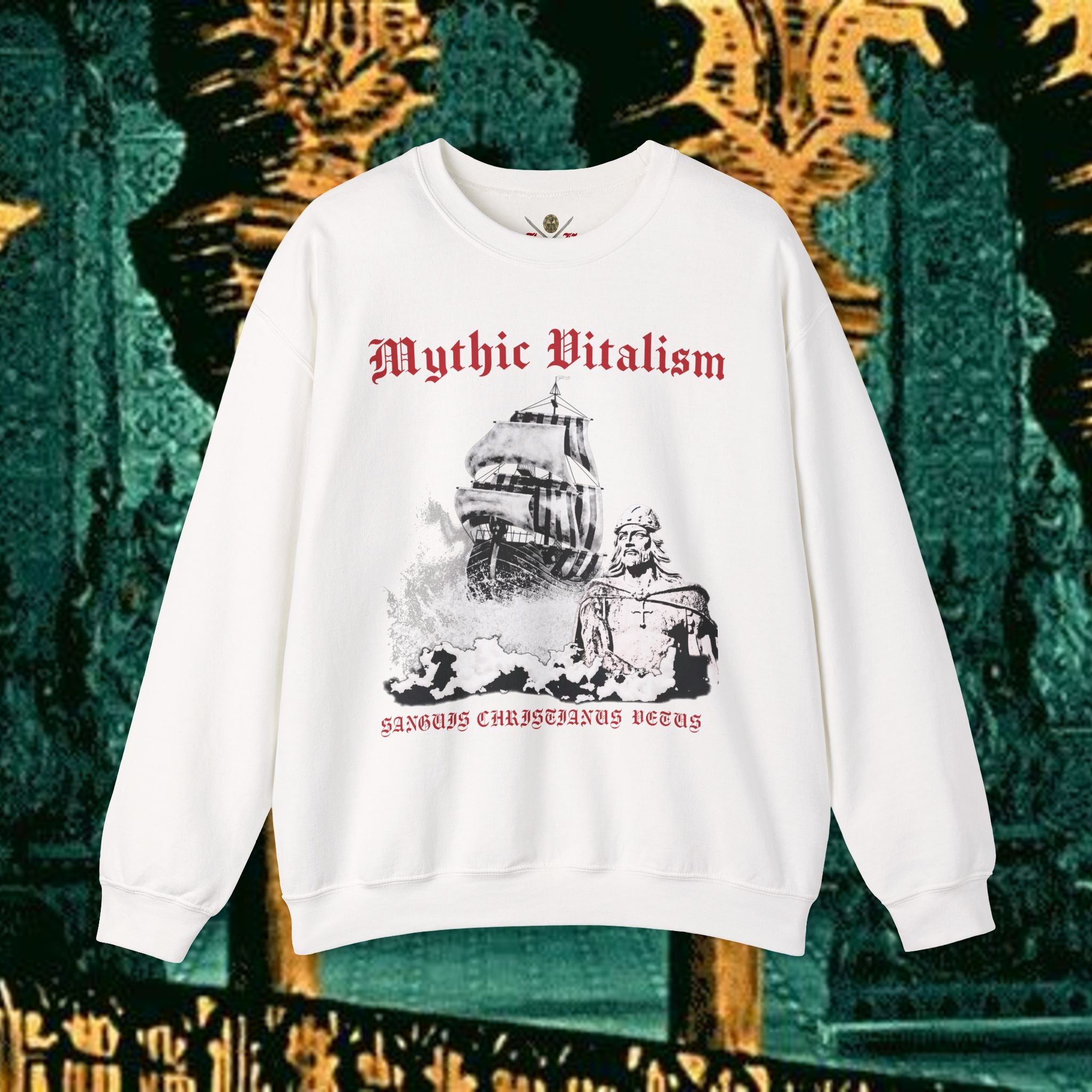 Mythic Vitalism, Sanguis Christianus Vetus  Exploration and Adventure Inspired Crewneck Sweatshirt