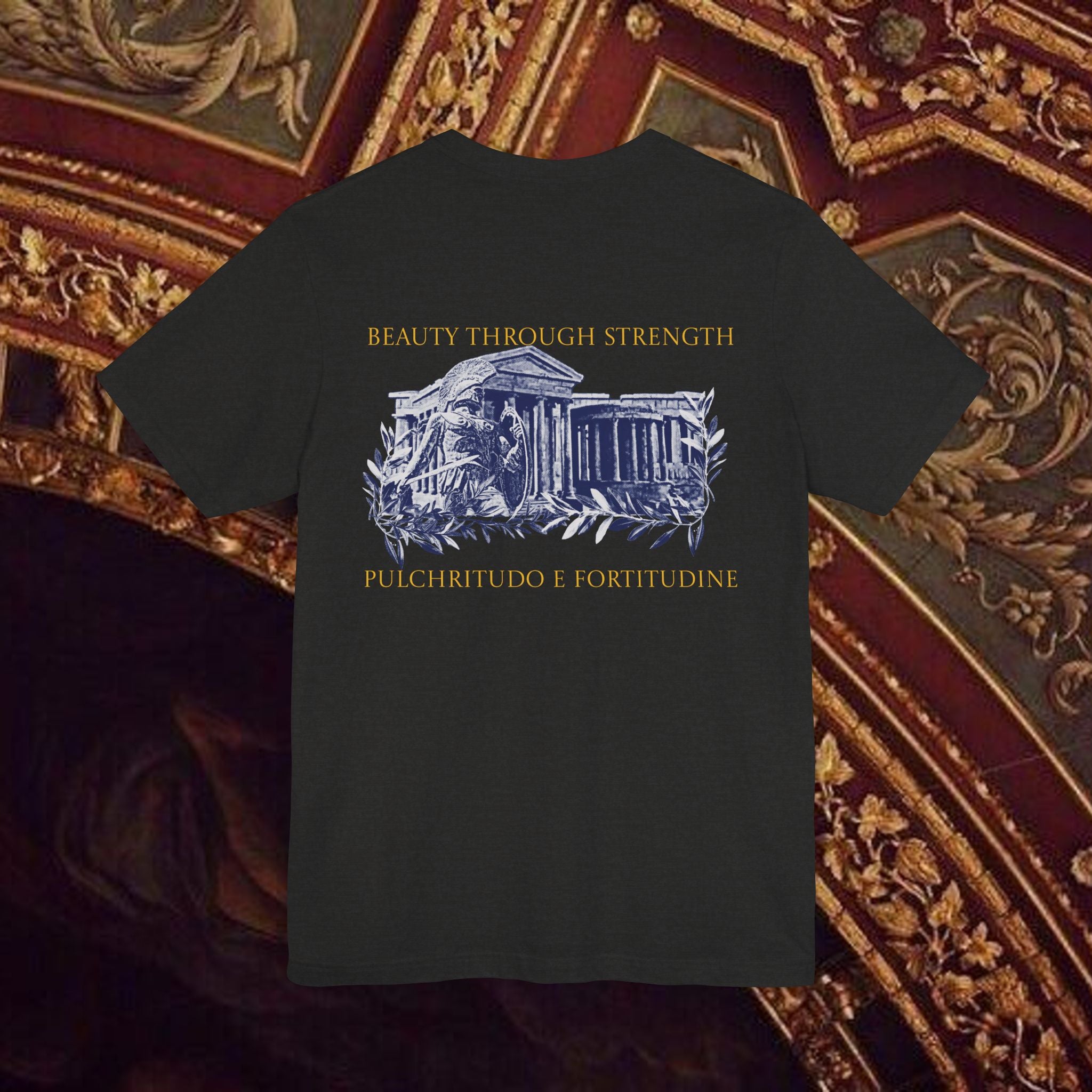 Guardian of the Temple Classically- Inspired Cotton Graphic T Shirt Back Version