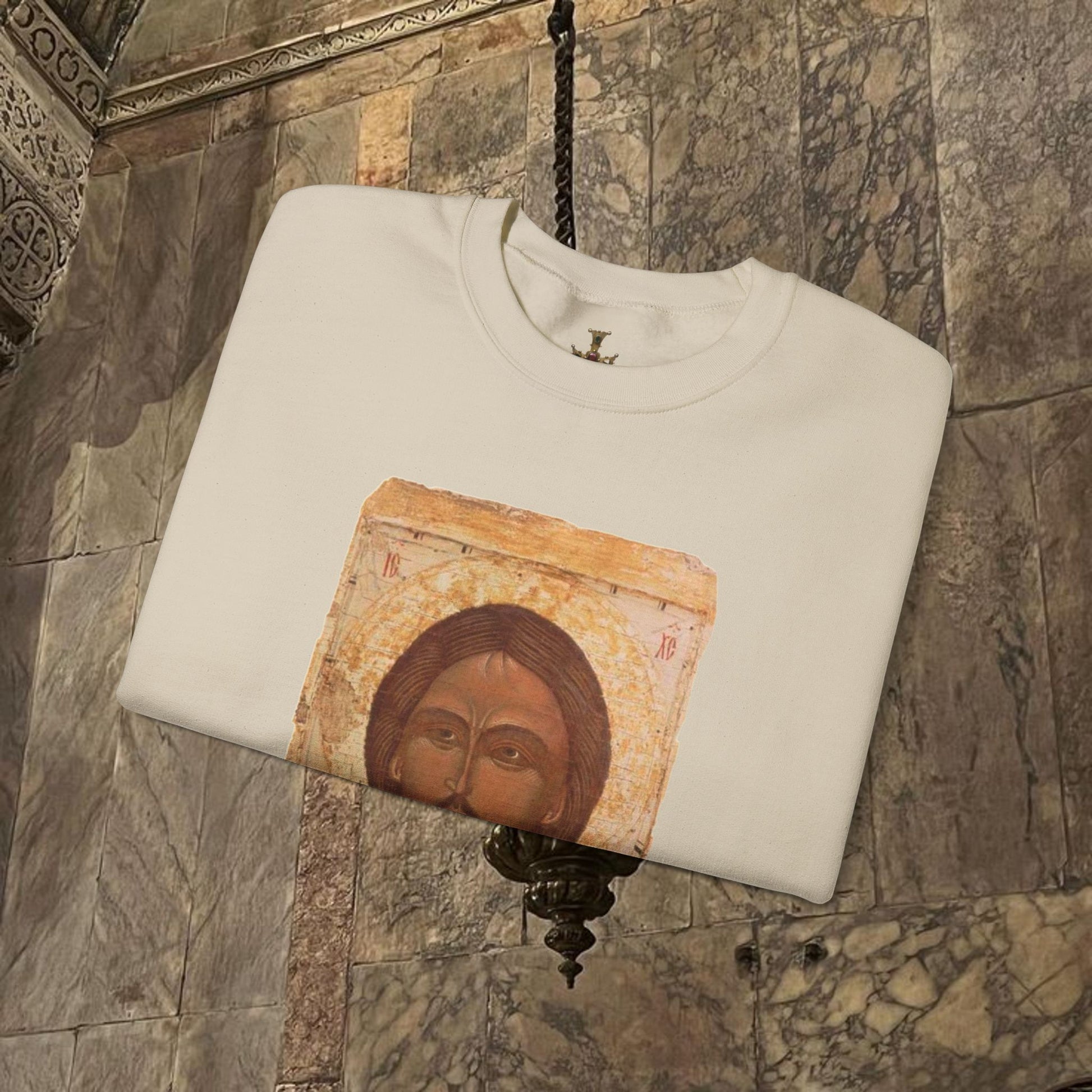 Byzantine Icon Art Sweatshirt - Manuscript Design