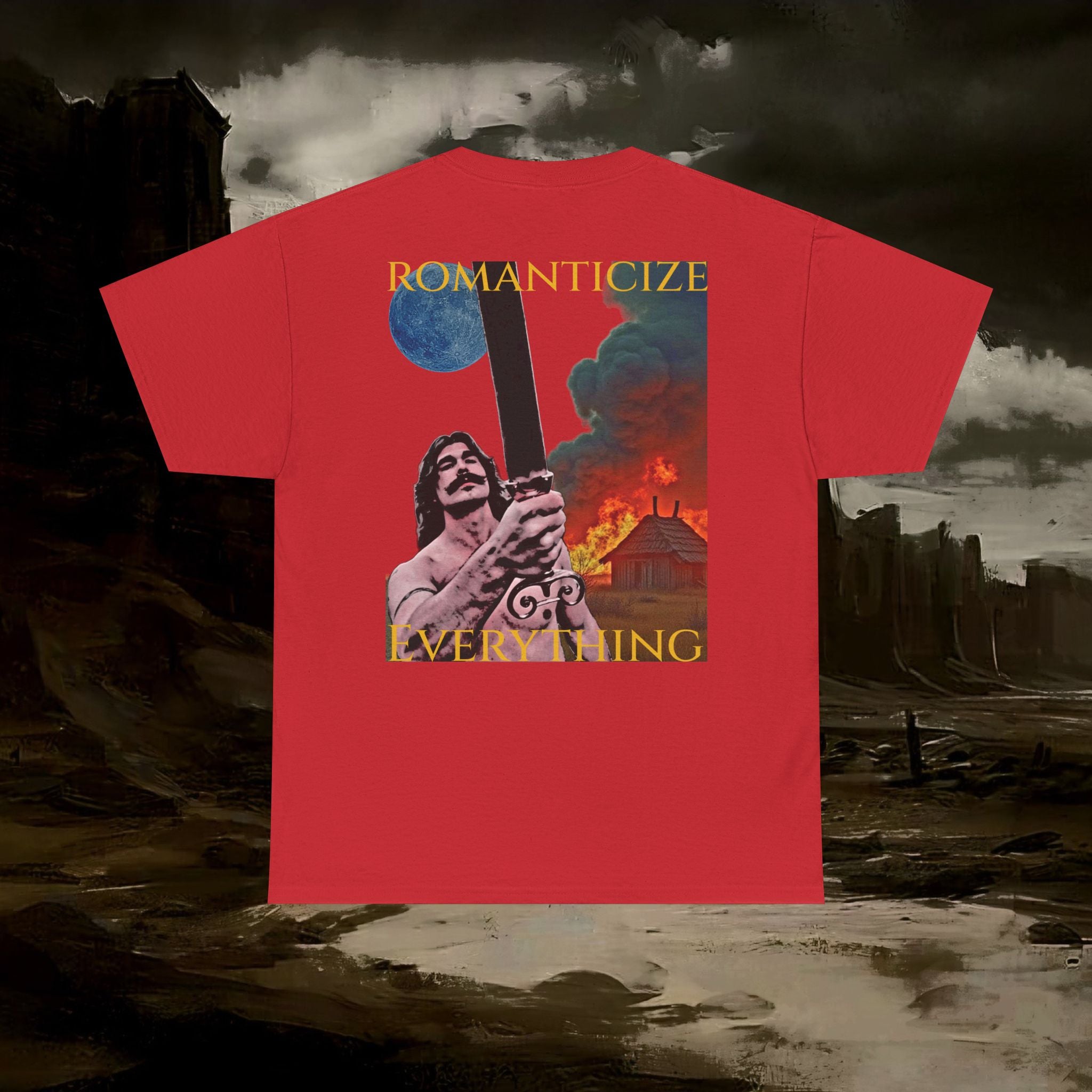 The Barbarian's Mirror Graphic T-Shirt Dark Fantasy Medieval Inspired Tee. Back Version