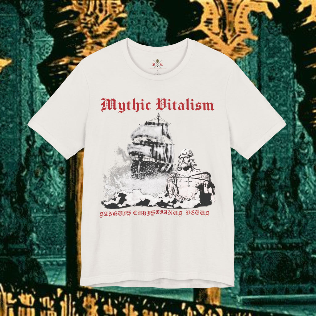 Mythic Vitalism, Sanguis Christianus Vetus Exploration and Adventure Inspired Graphic T Shirt Front Version