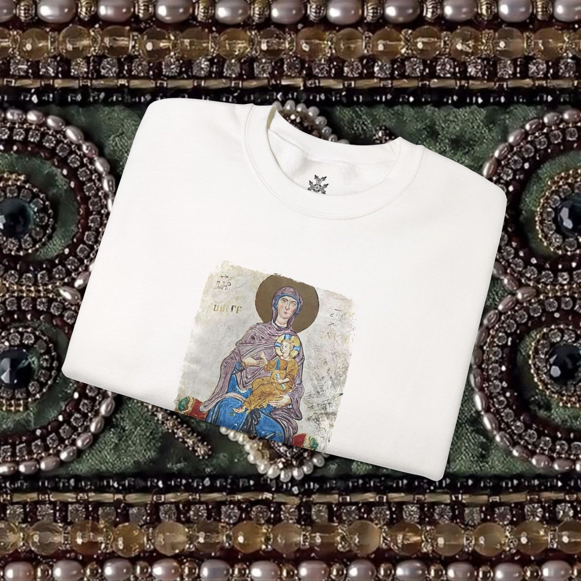 Virgin and Christ Armenian Manuscript Unisex Crewneck Sweatshirt