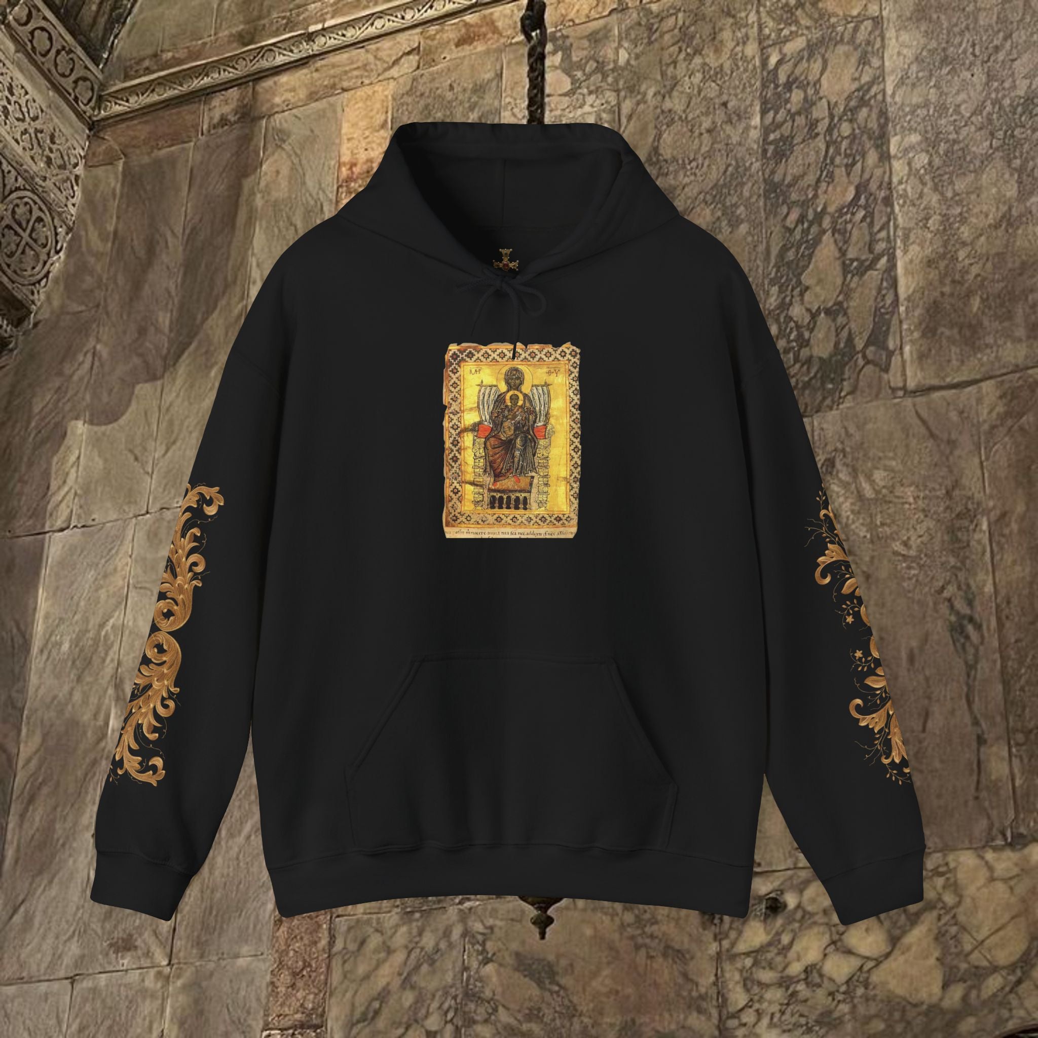 Byzantine Manuscript Art Hoodie - Orthodox Icon Design