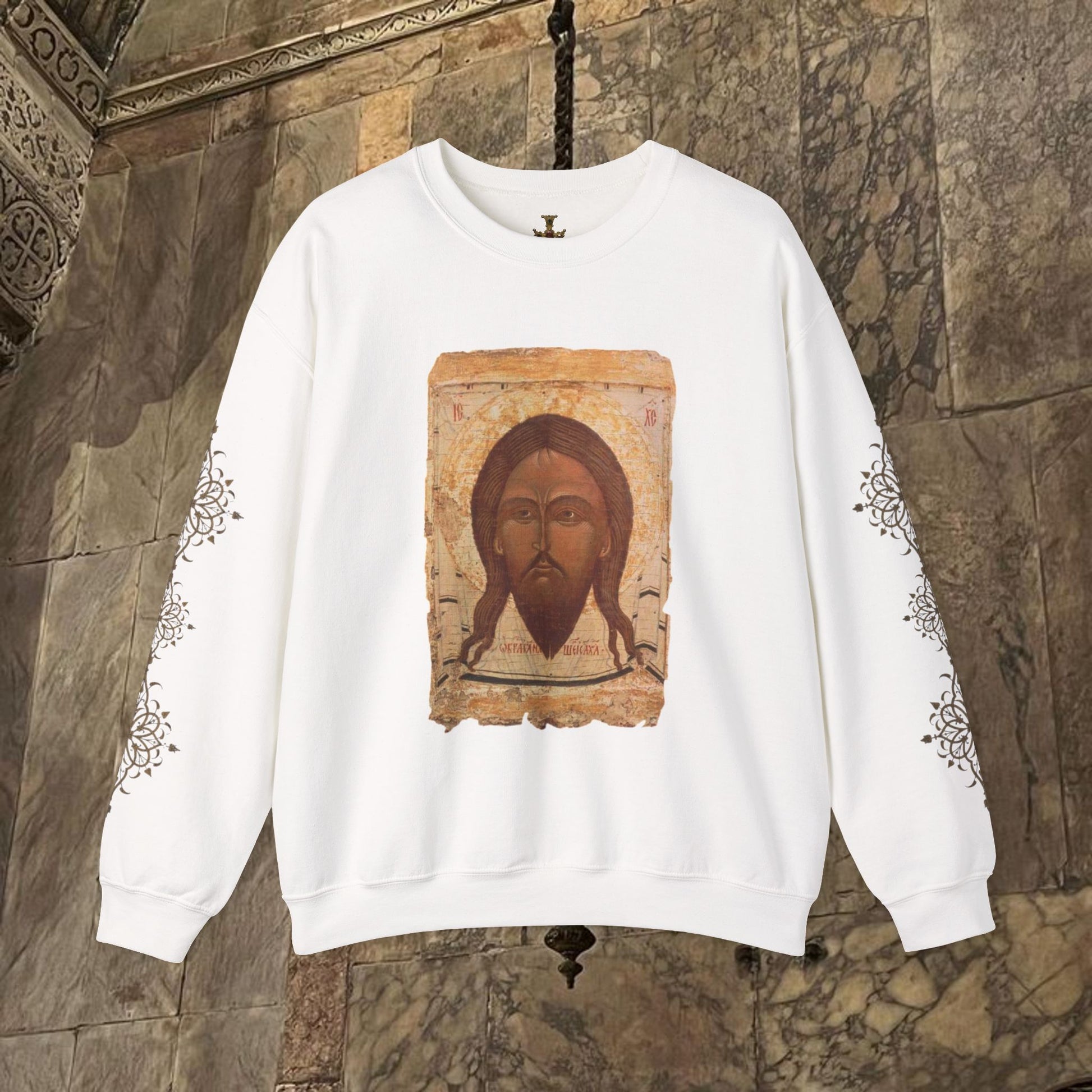 Byzantine Icon Art Sweatshirt - Manuscript Design