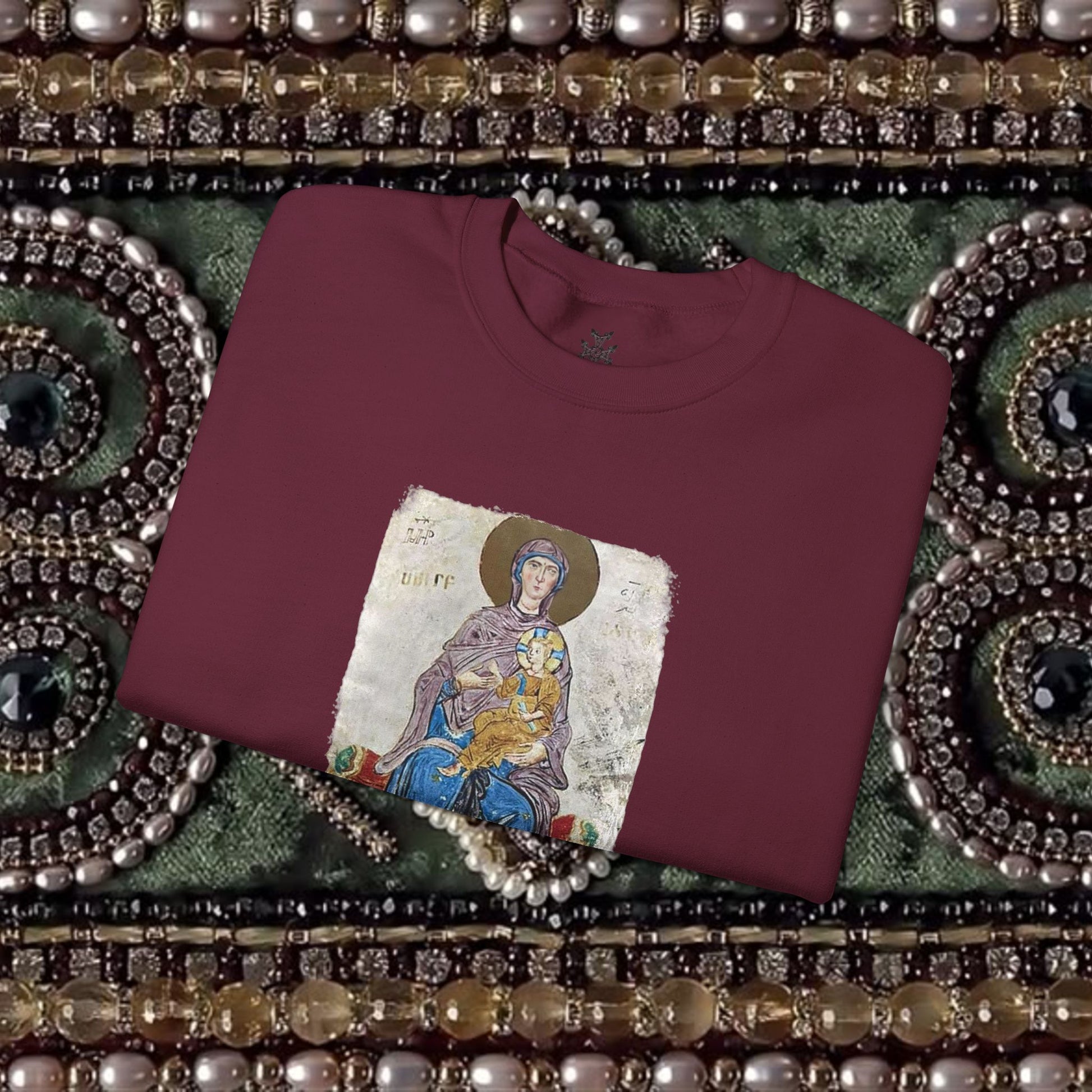 Virgin and Christ Armenian Manuscript Unisex Crewneck Sweatshirt