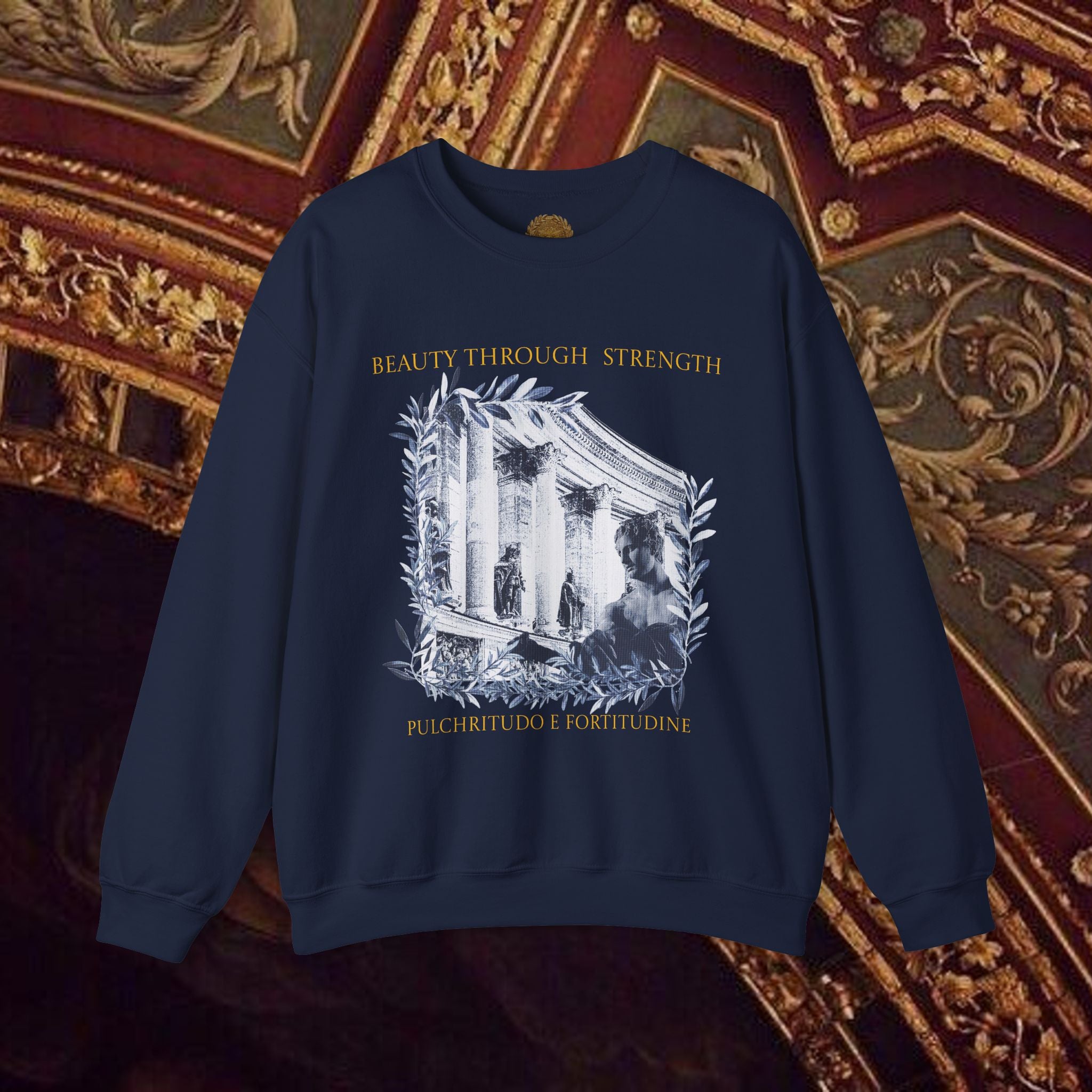 Beauty Through Strength Classically-Inspired Cotton Graphic Sweatshirt