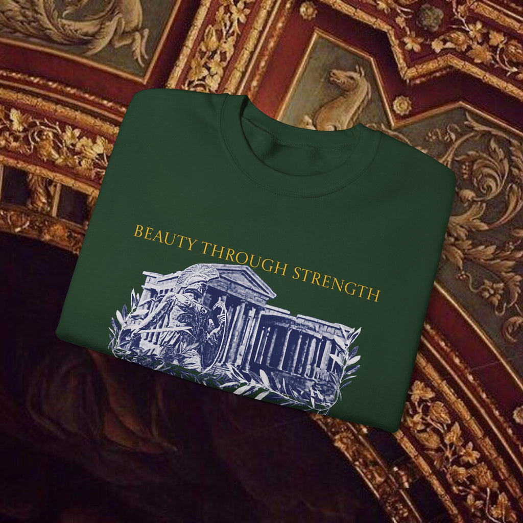 Guardian of the Temple Classically- Inspired Cotton Graphic Sweatshirt