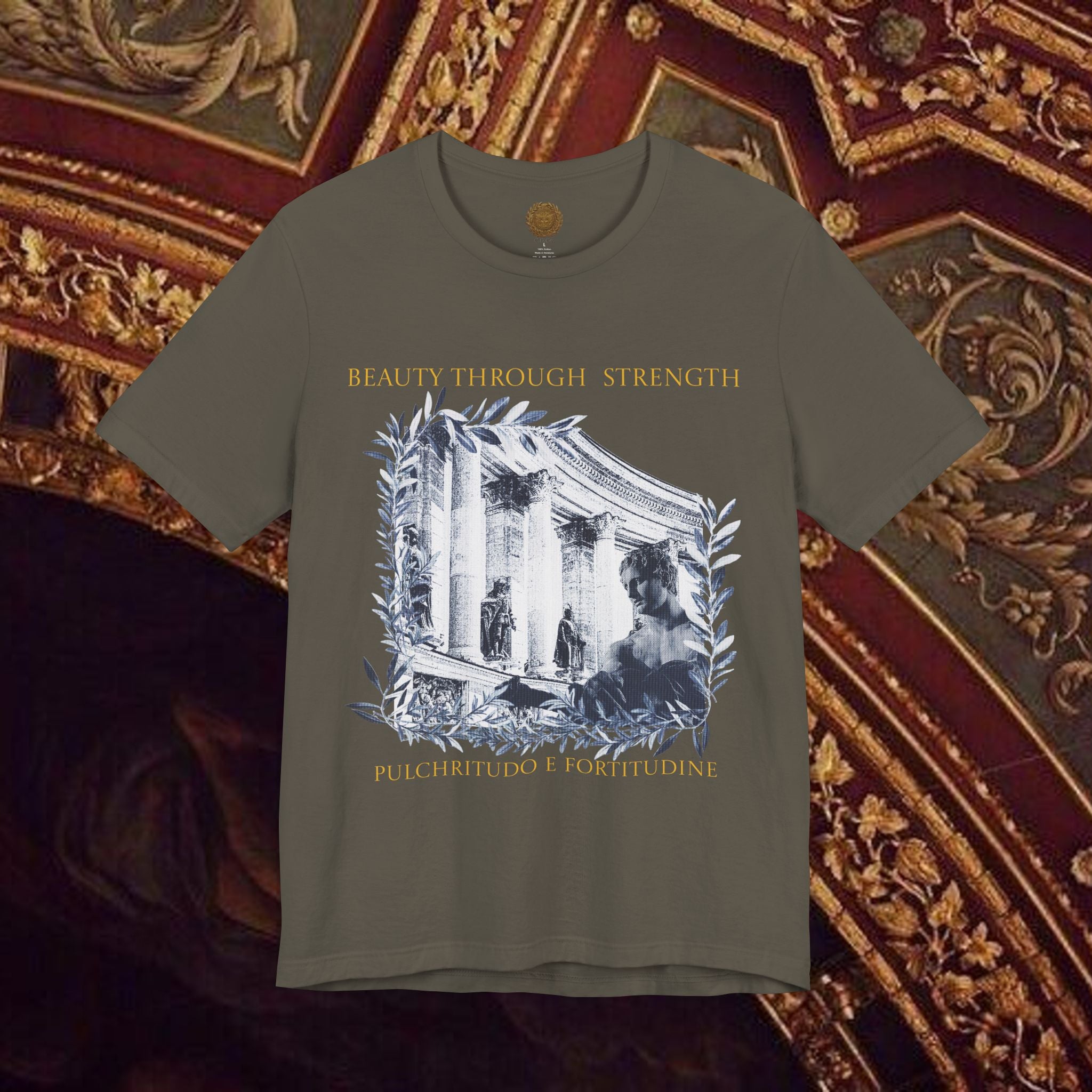 Beauty Through Strength Classically-Inspired Cotton Graphic T-Shirt