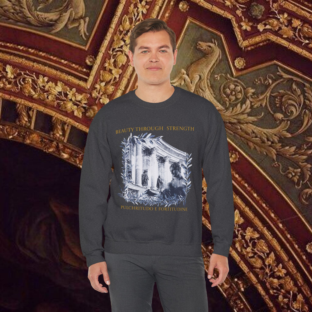 Beauty Through Strength Classically-Inspired Cotton Graphic Sweatshirt