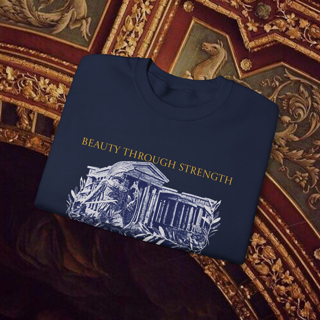 Guardian of the Temple Classically- Inspired Cotton Graphic Sweatshirt