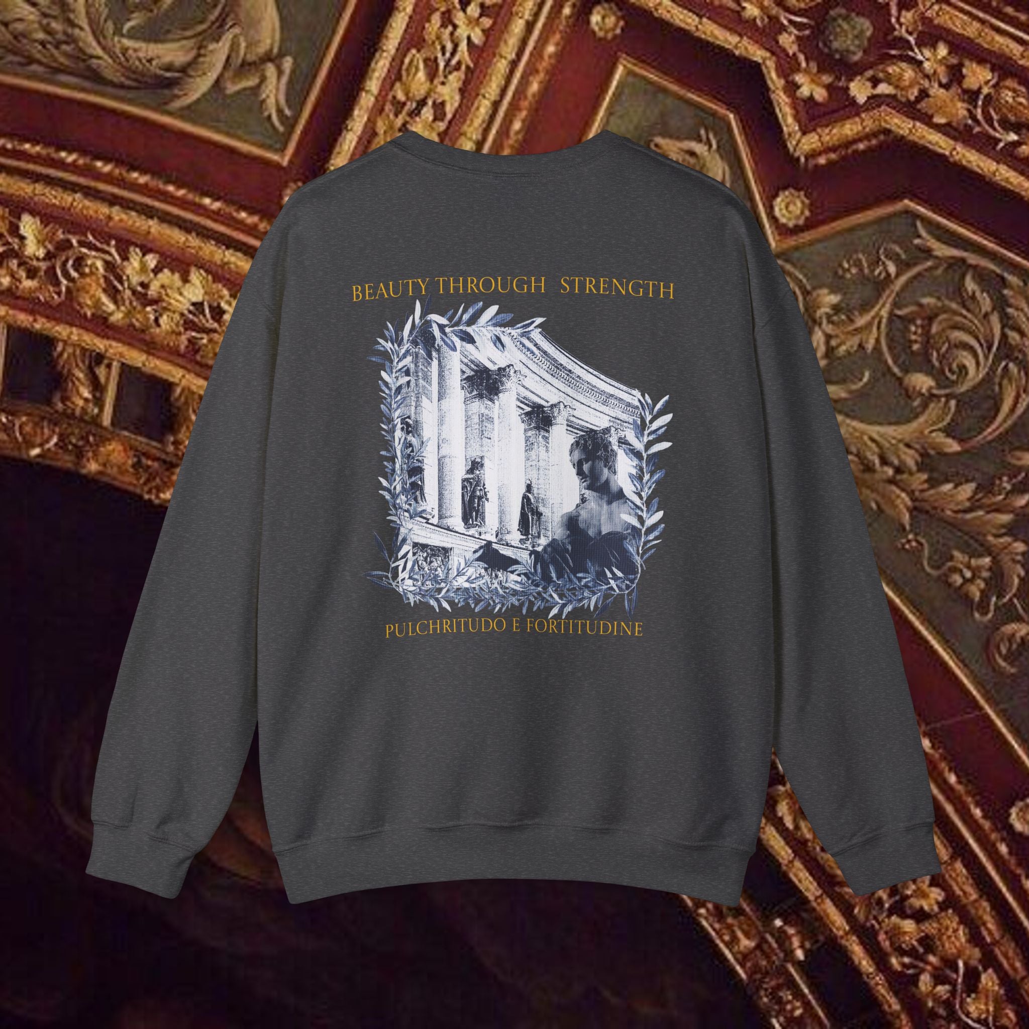 Beauty Through Strength Classically-Inspired Cotton Graphic Sweatshirt Back Version