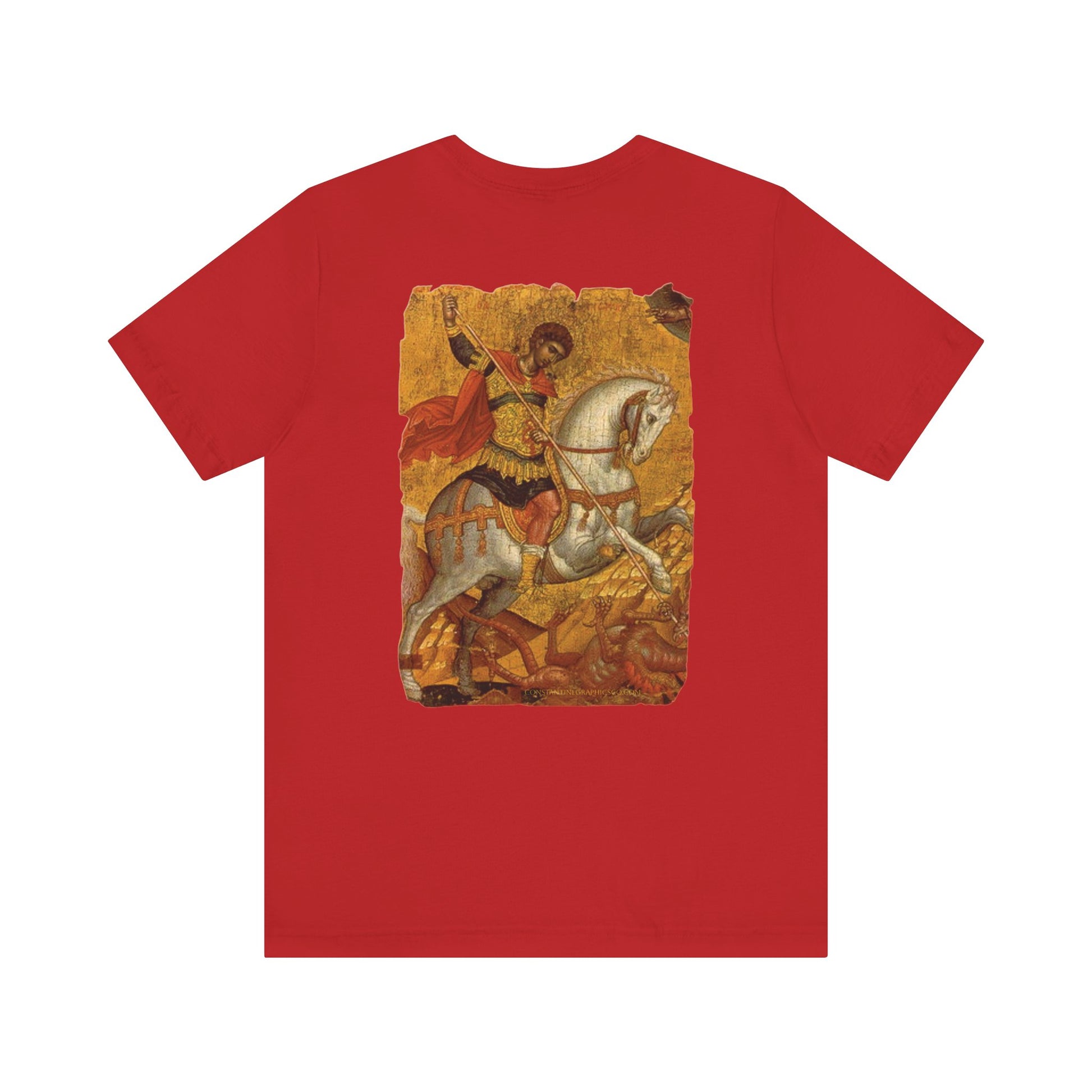 St George the Dragon Slayer Cotton Graphic T-Shirt Orthodox Christian Imagery