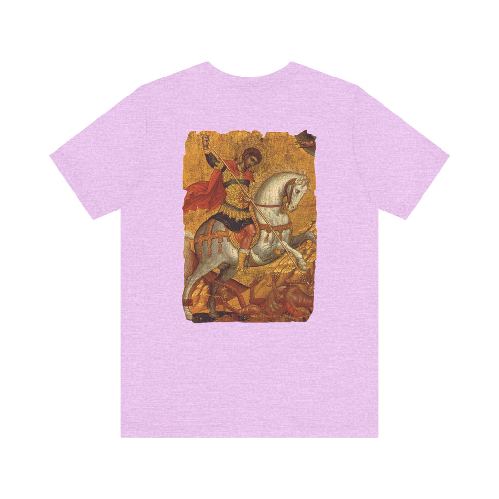 St George the Dragon Slayer Cotton Graphic T-Shirt Orthodox Christian Imagery