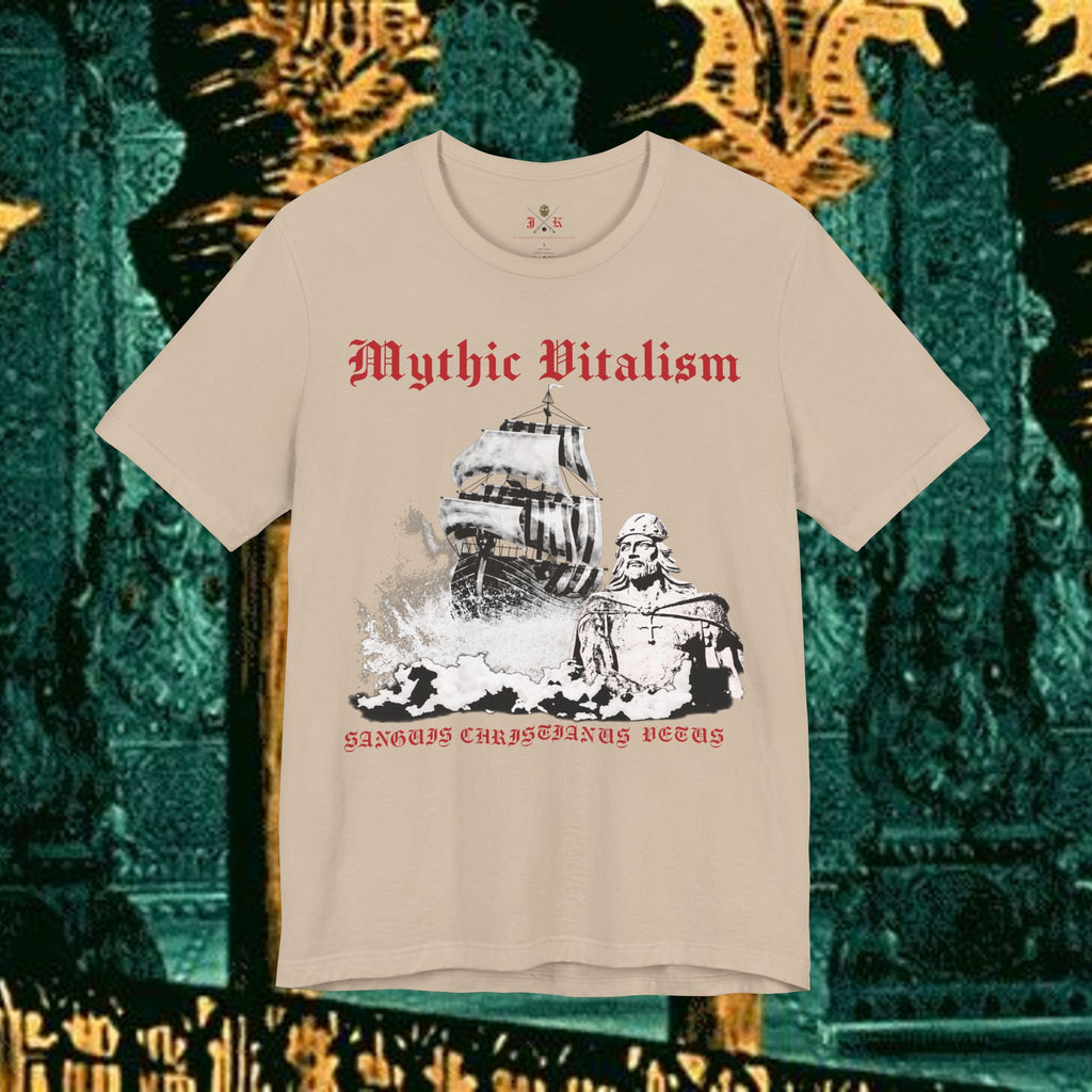 Mythic Vitalism, Sanguis Christianus Vetus Exploration and Adventure Inspired Graphic T Shirt Front Version