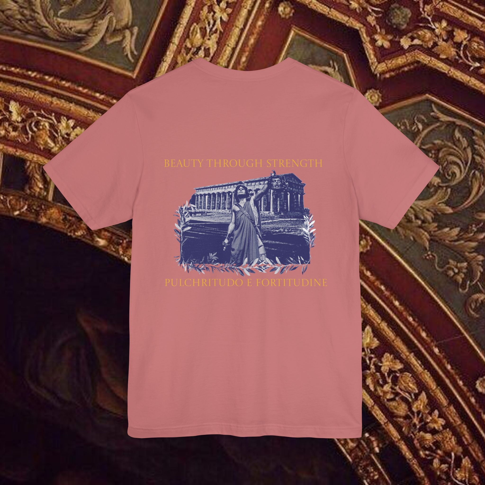 Title: The Hero's Victory Classically-Themed Cotton Graphic T Shirt Back Version