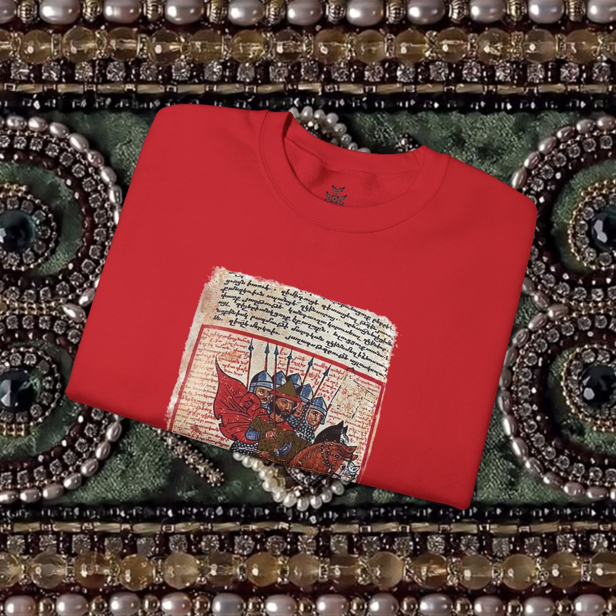 Medieval Armenian Warriors Art Sweatshirt - Ancient Manuscript Design