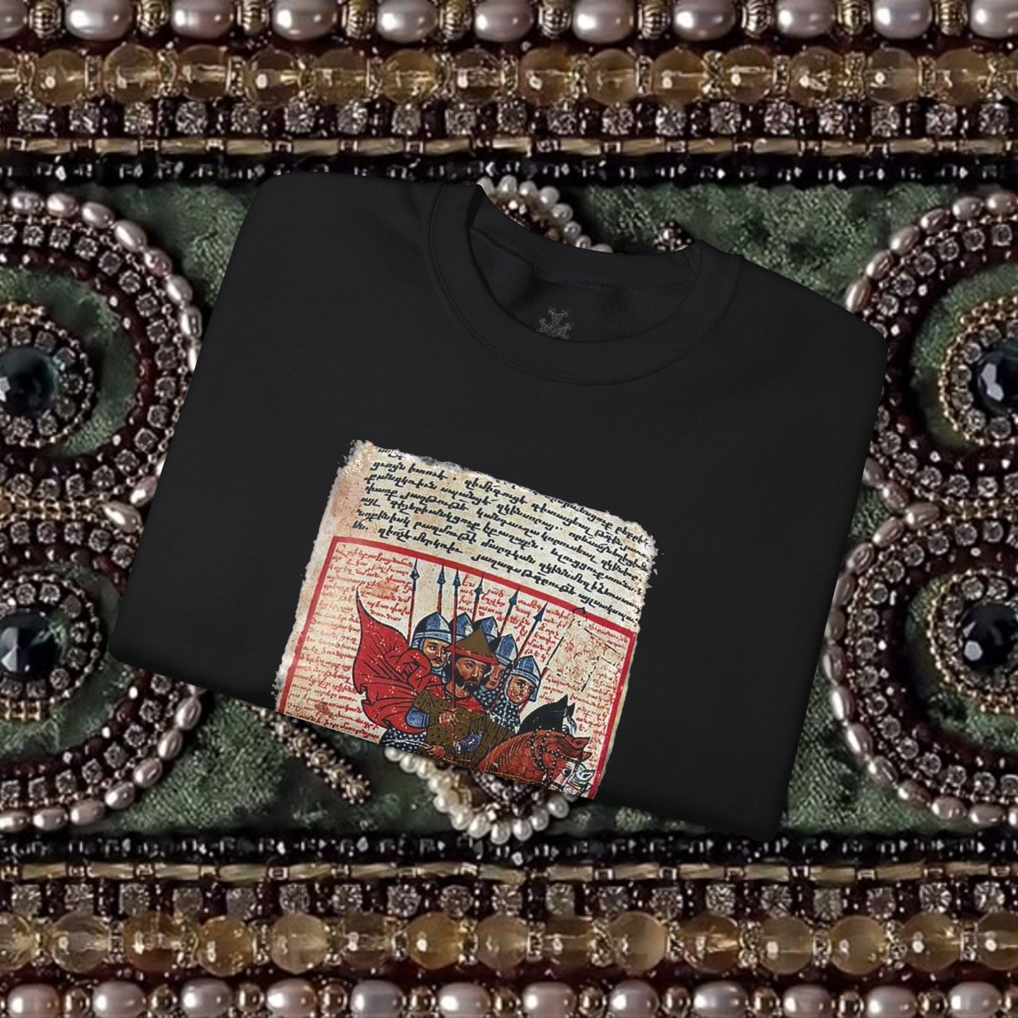Medieval Armenian Warriors Art Sweatshirt - Ancient Manuscript Design