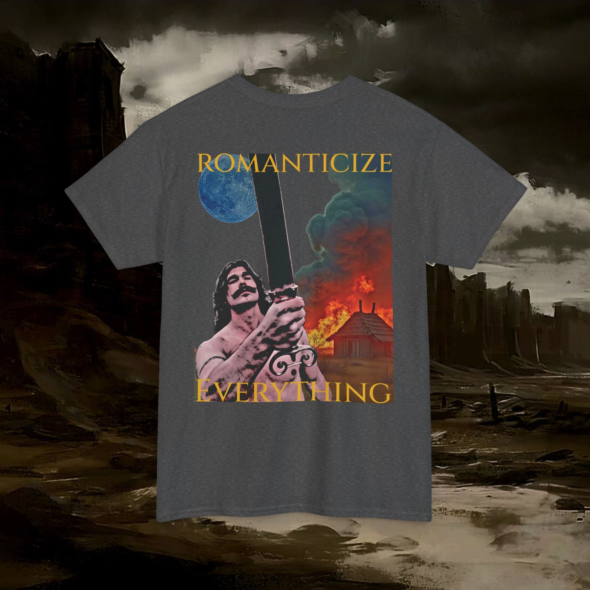 The Barbarian's Mirror Graphic T-Shirt Dark Fantasy Medieval Inspired Tee. Back Version
