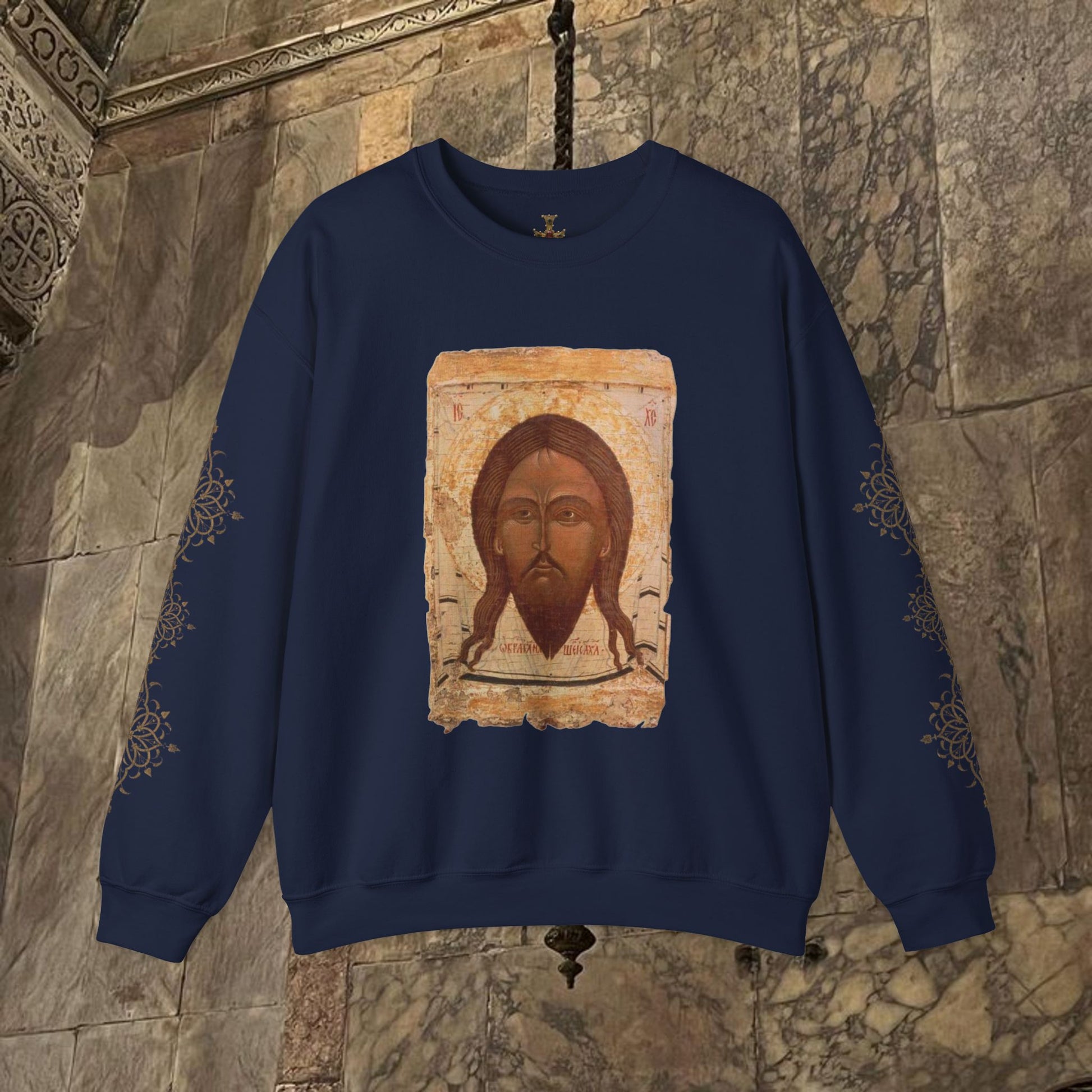 Byzantine Icon Art Sweatshirt - Manuscript Design