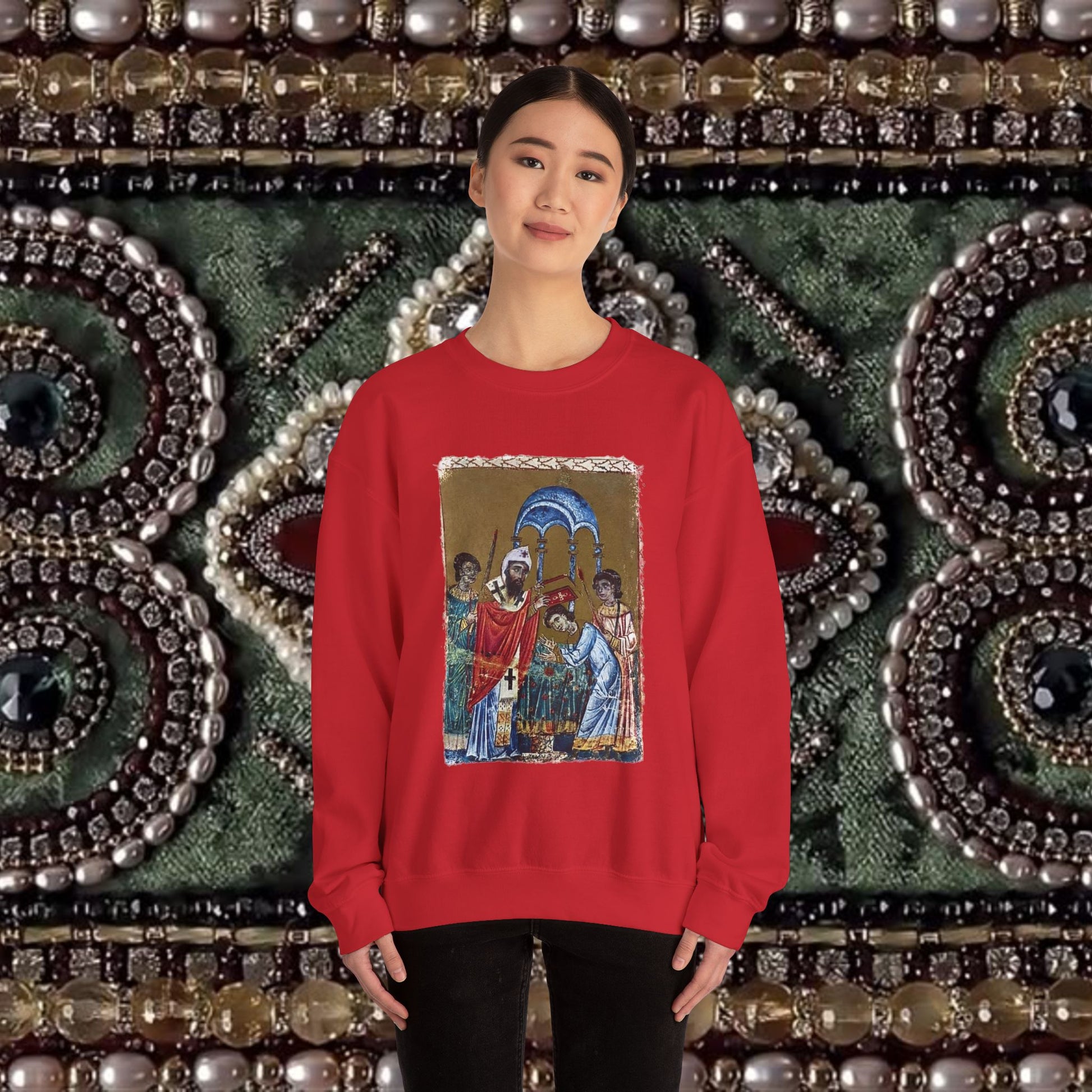Armenian Manuscript Crewneck Graphic Sweatshirt