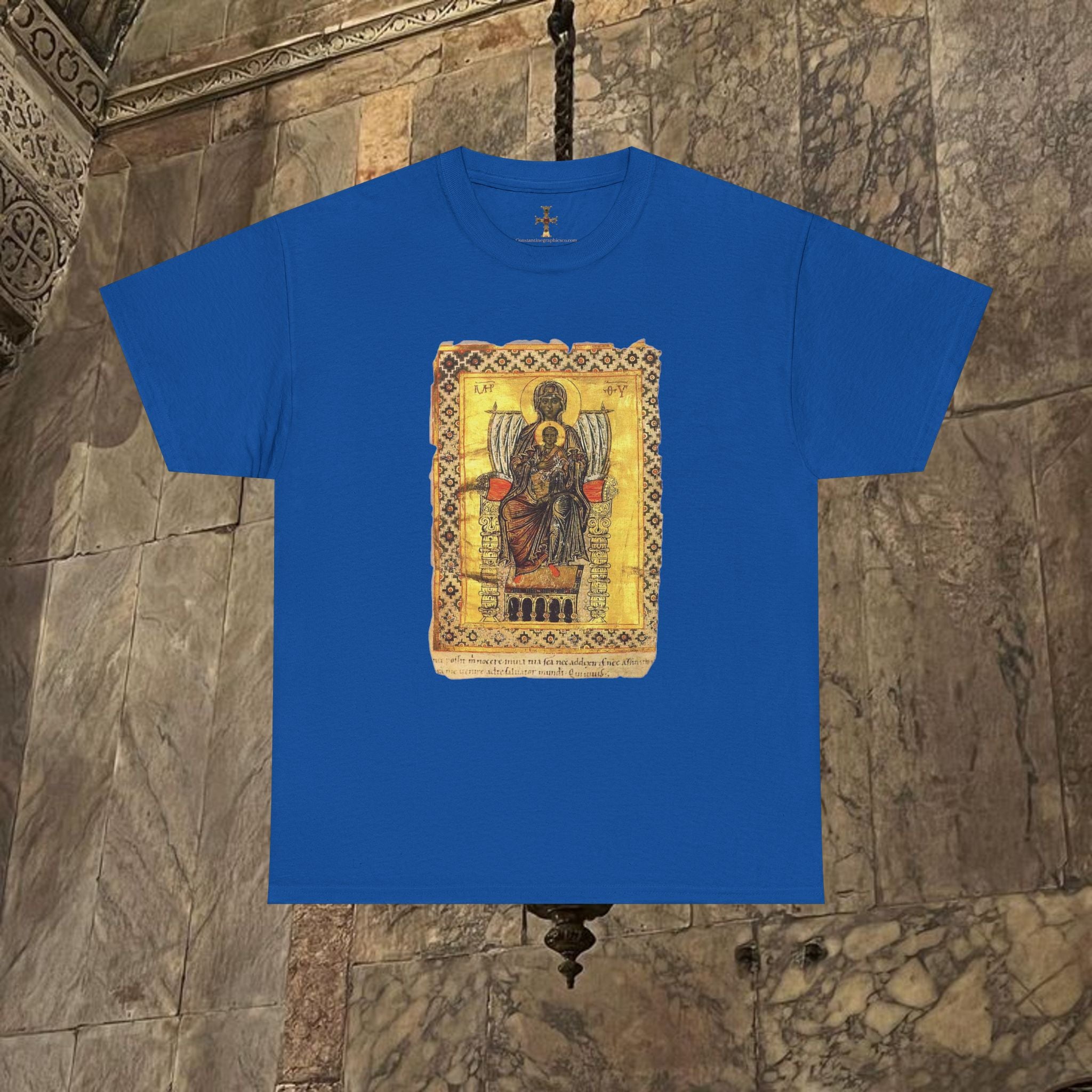 Byzantine Manuscript Art T-Shirt - Mother and Child Design