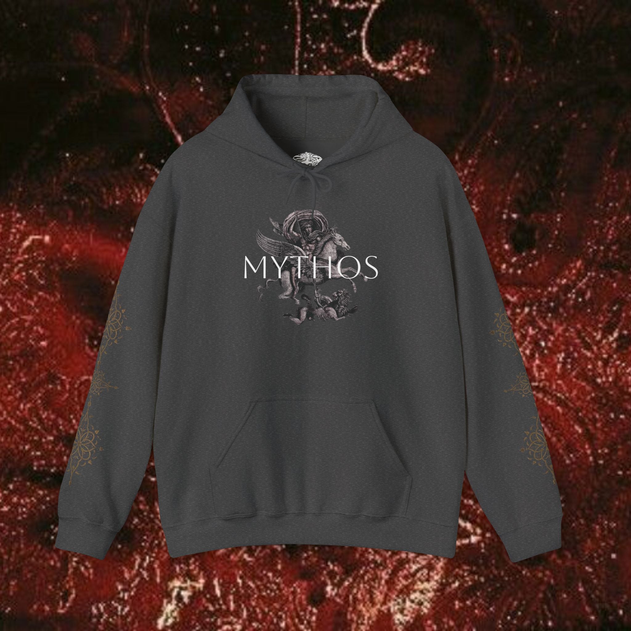 Warrior's Mythos Hooded Sweatshirt, Cozy Classically-Inspired Hoodie