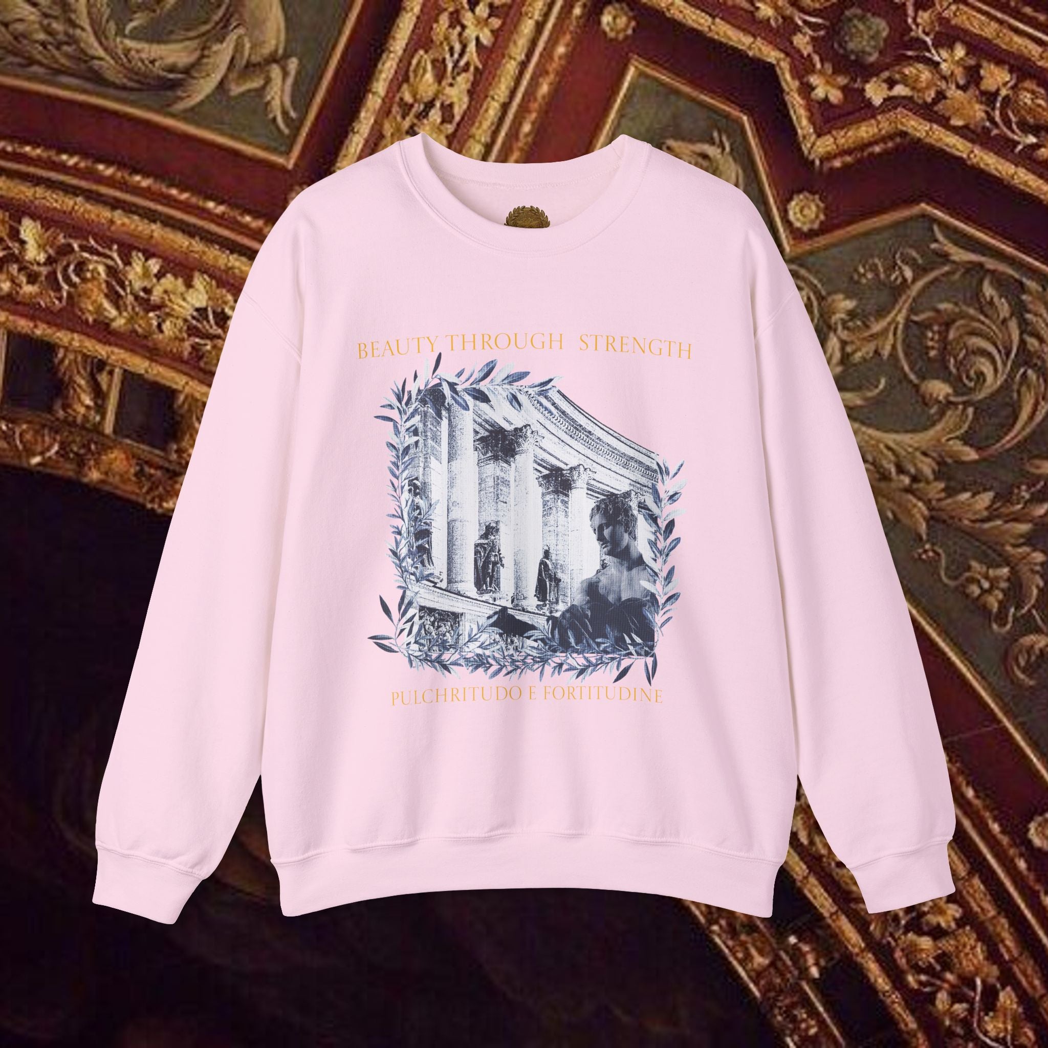 Beauty Through Strength Classically-Inspired Cotton Graphic Sweatshirt