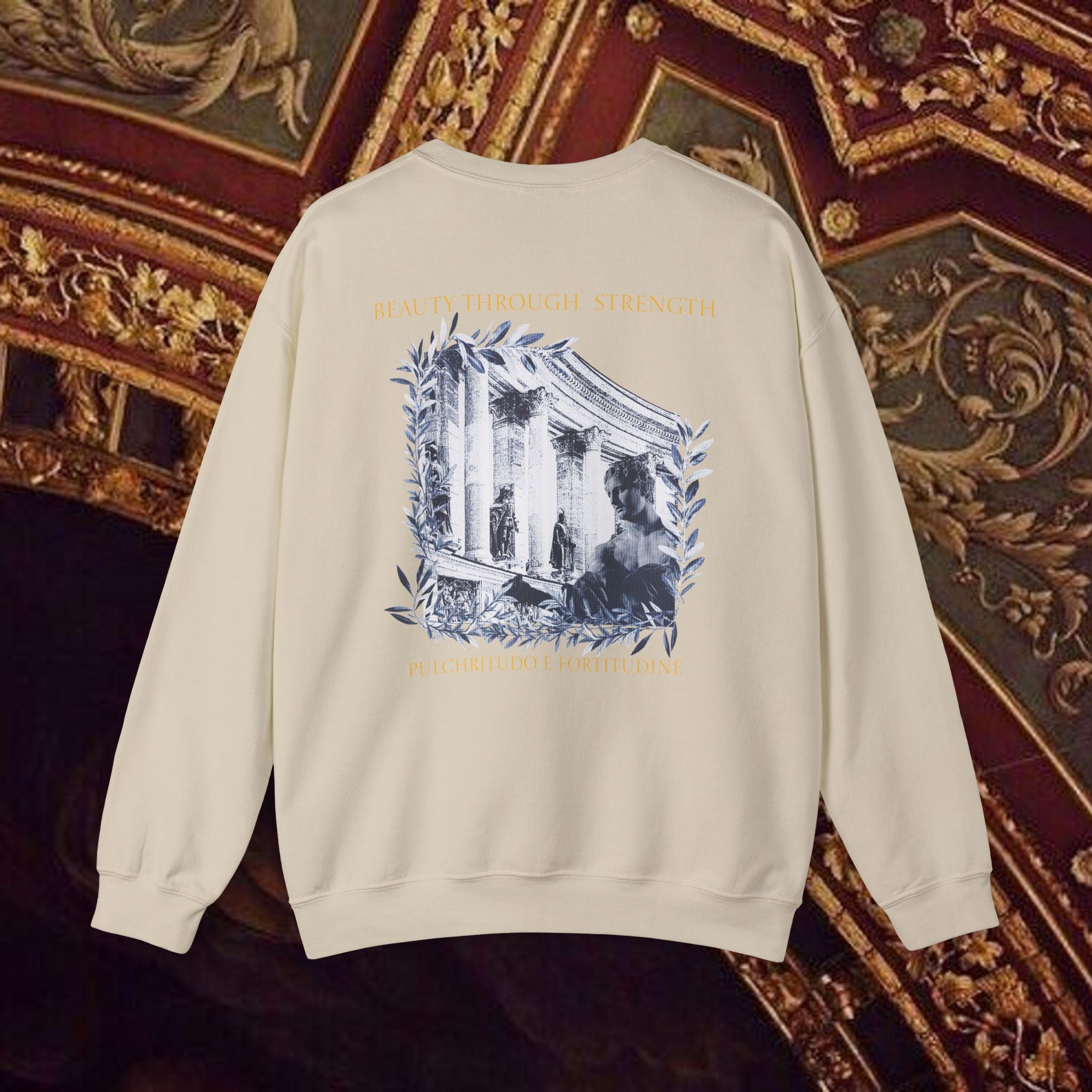 Beauty Through Strength Classically-Inspired Cotton Graphic Sweatshirt Back Version