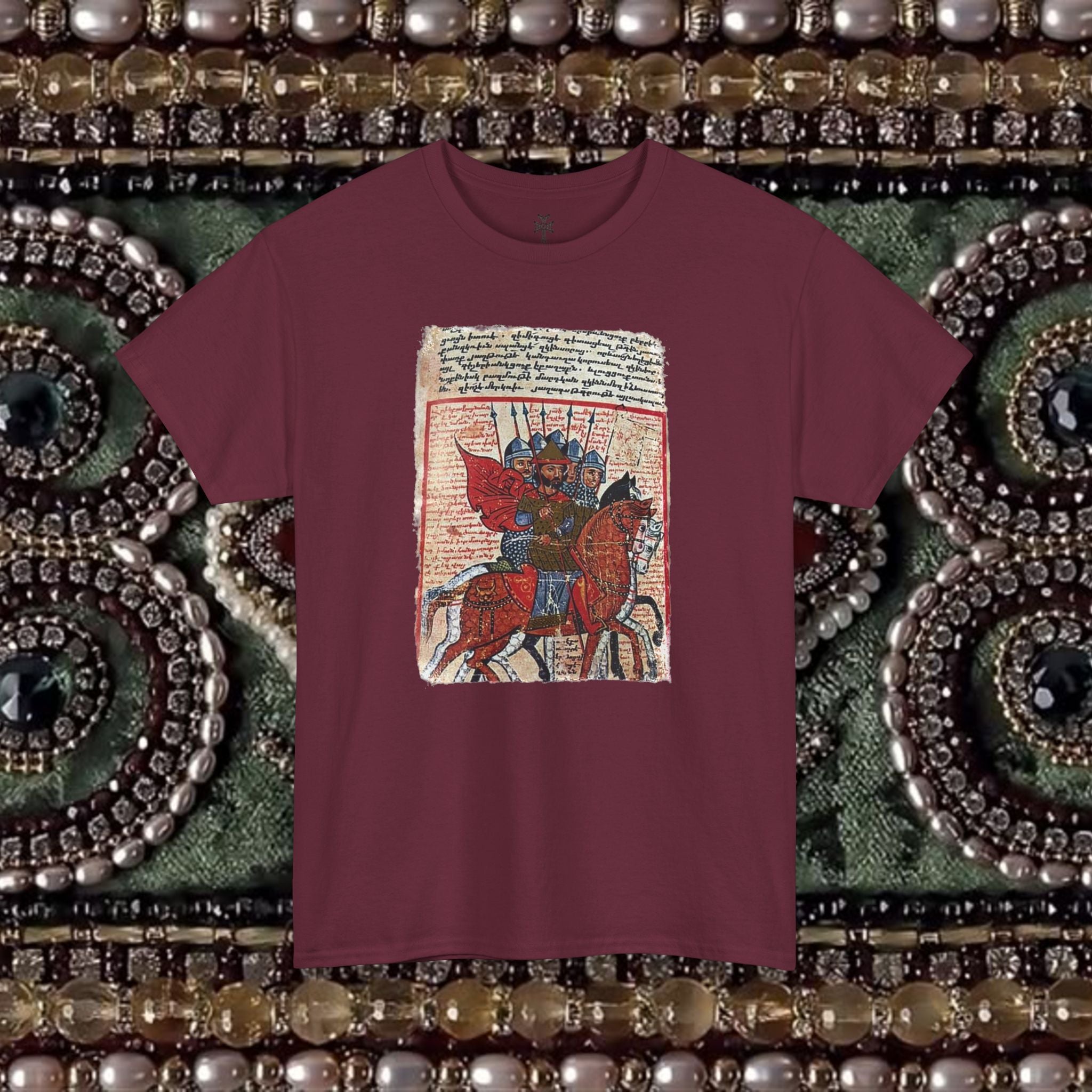 Armenian Warriors Art T-Shirt - Ancient Manuscript Design