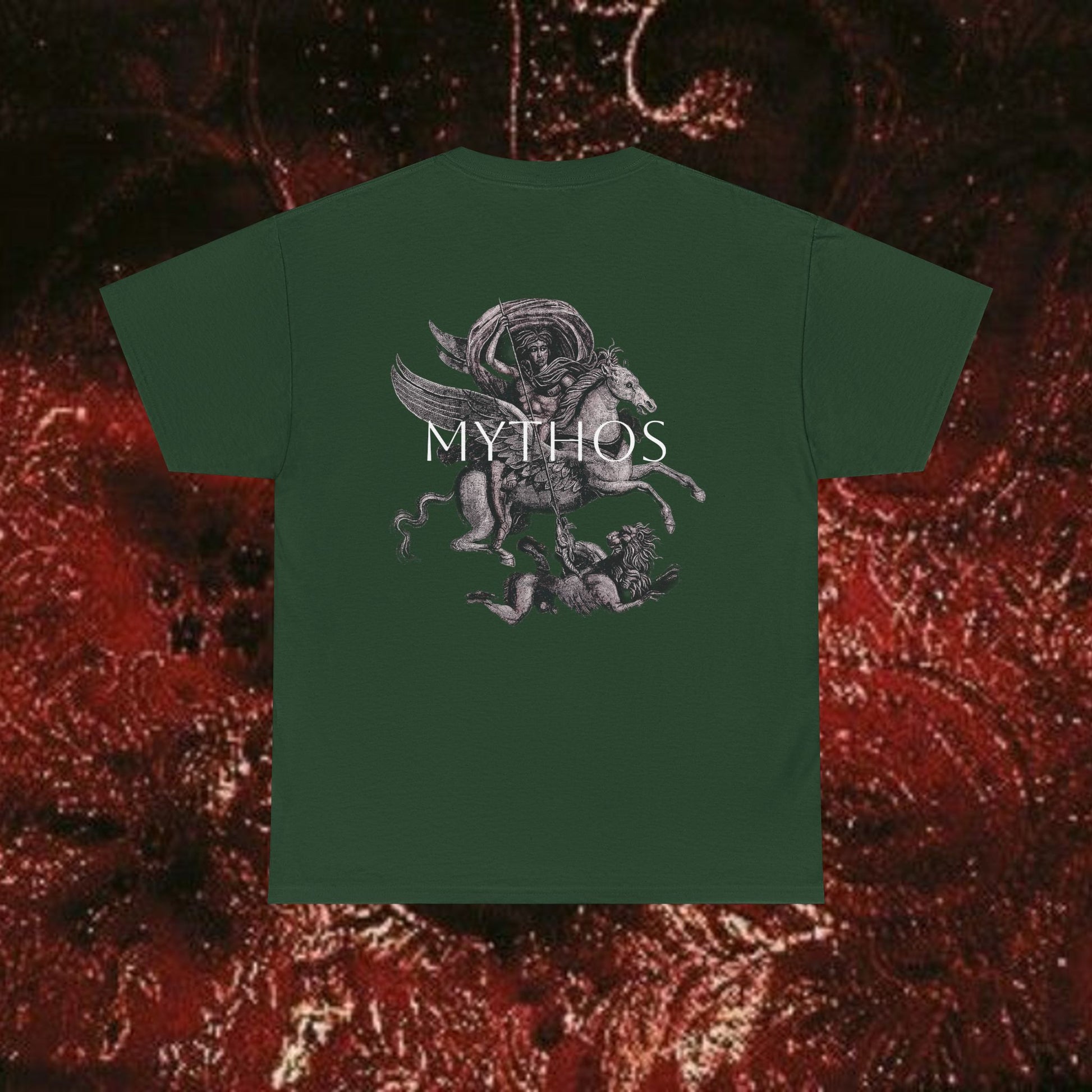 Warrior's Mythos Unisex Tee, Graphic Tee, Mythological Style Shirt Back Version