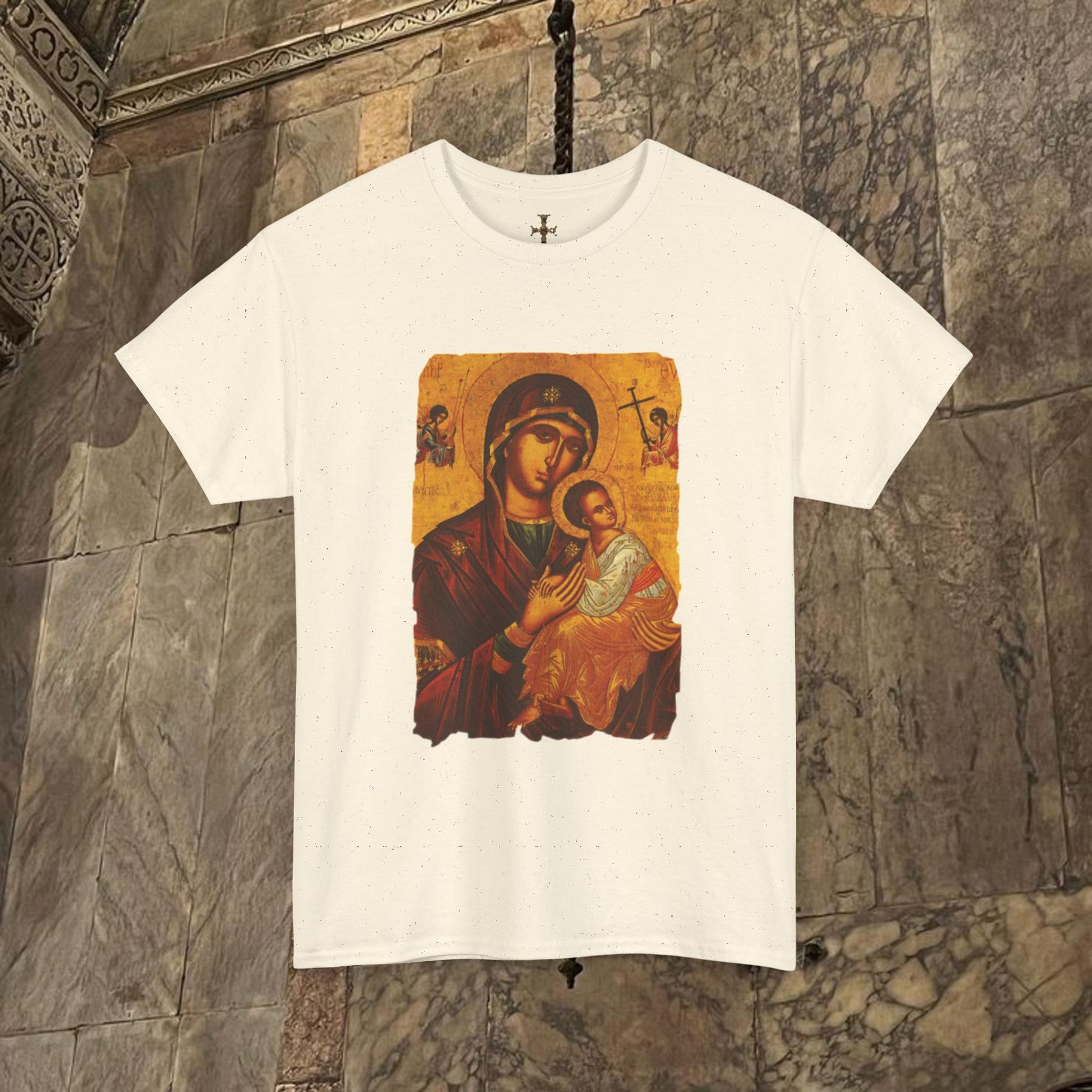 Byzantine Icon Art T-Shirt - Sacred Mother Child