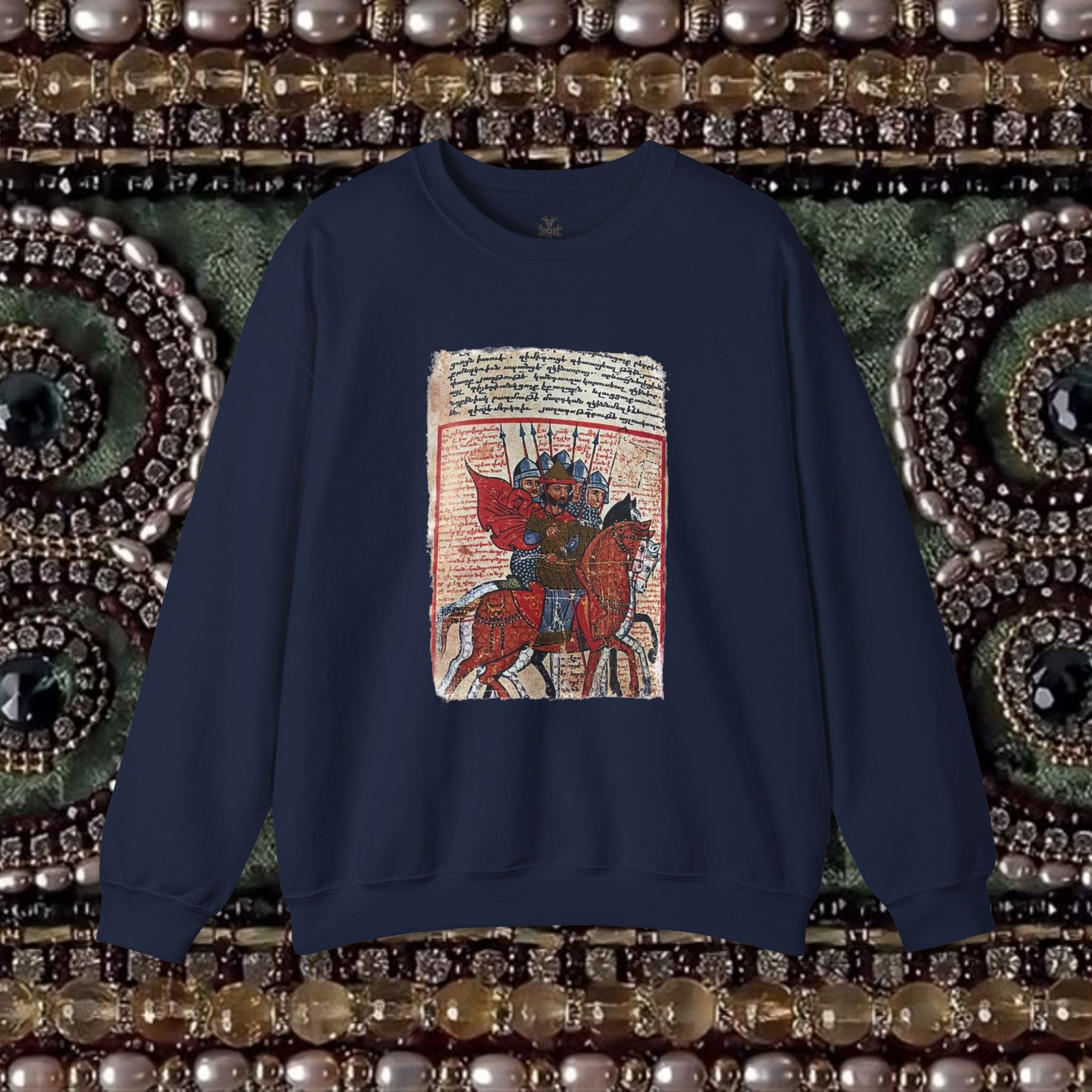 Medieval Armenian Warriors Art Sweatshirt - Ancient Manuscript Design