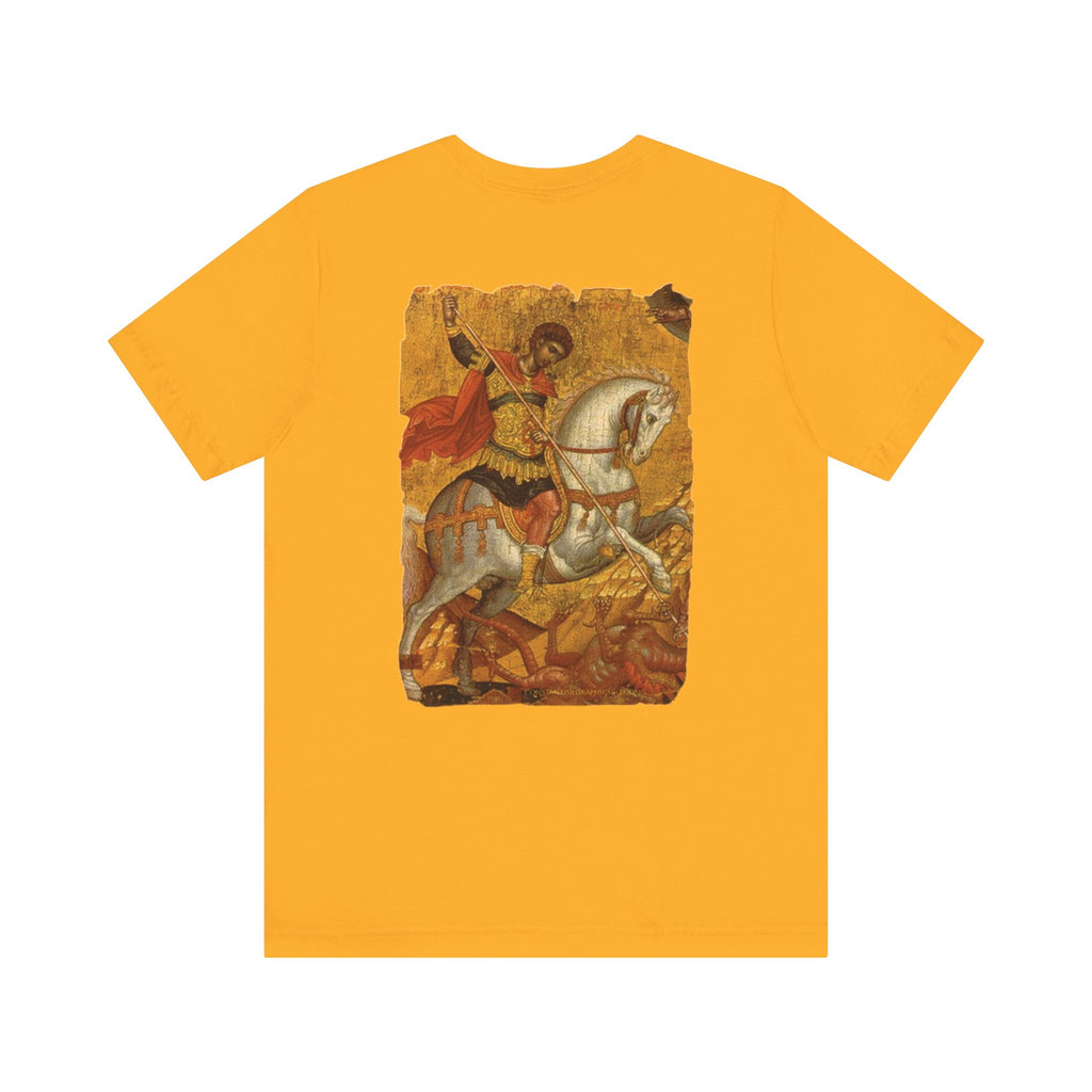 St George the Dragon Slayer Cotton Graphic T-Shirt Orthodox Christian Imagery