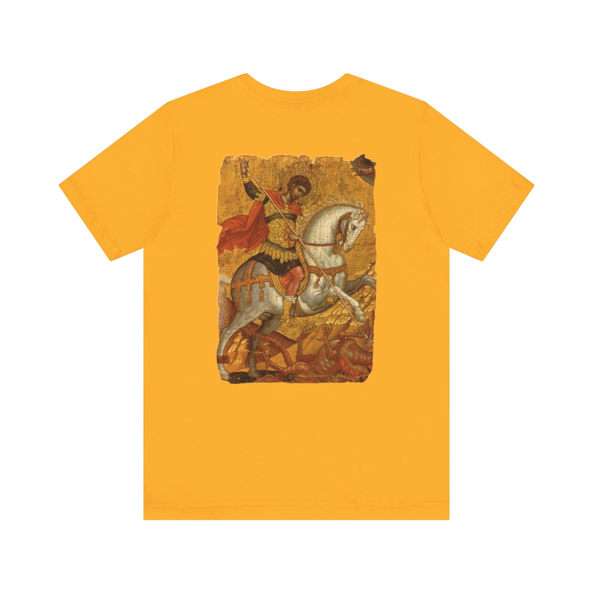 St George the Dragon Slayer Cotton Graphic T-Shirt Orthodox Christian Imagery