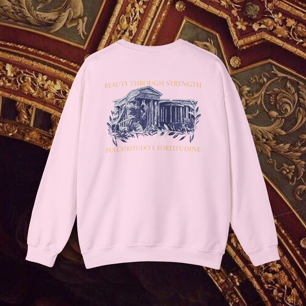 Guardian of the Temple Classically- Inspired Cotton Graphic Sweatshirt Back Version