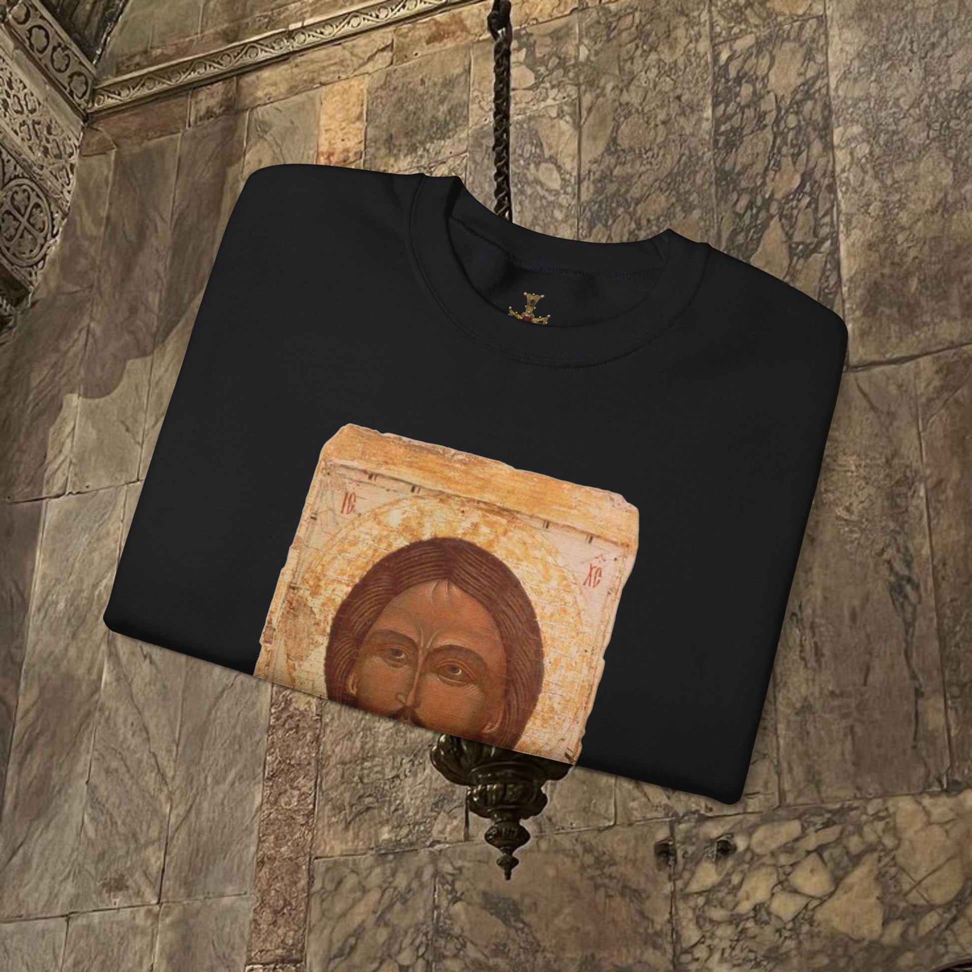 Byzantine Icon Art Sweatshirt - Manuscript Design