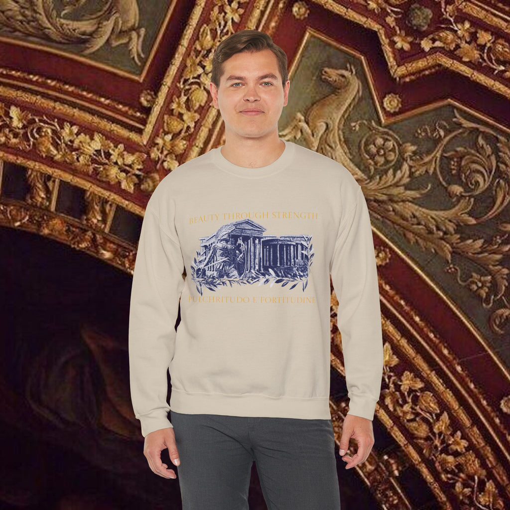 Guardian of the Temple Classically- Inspired Cotton Graphic Sweatshirt