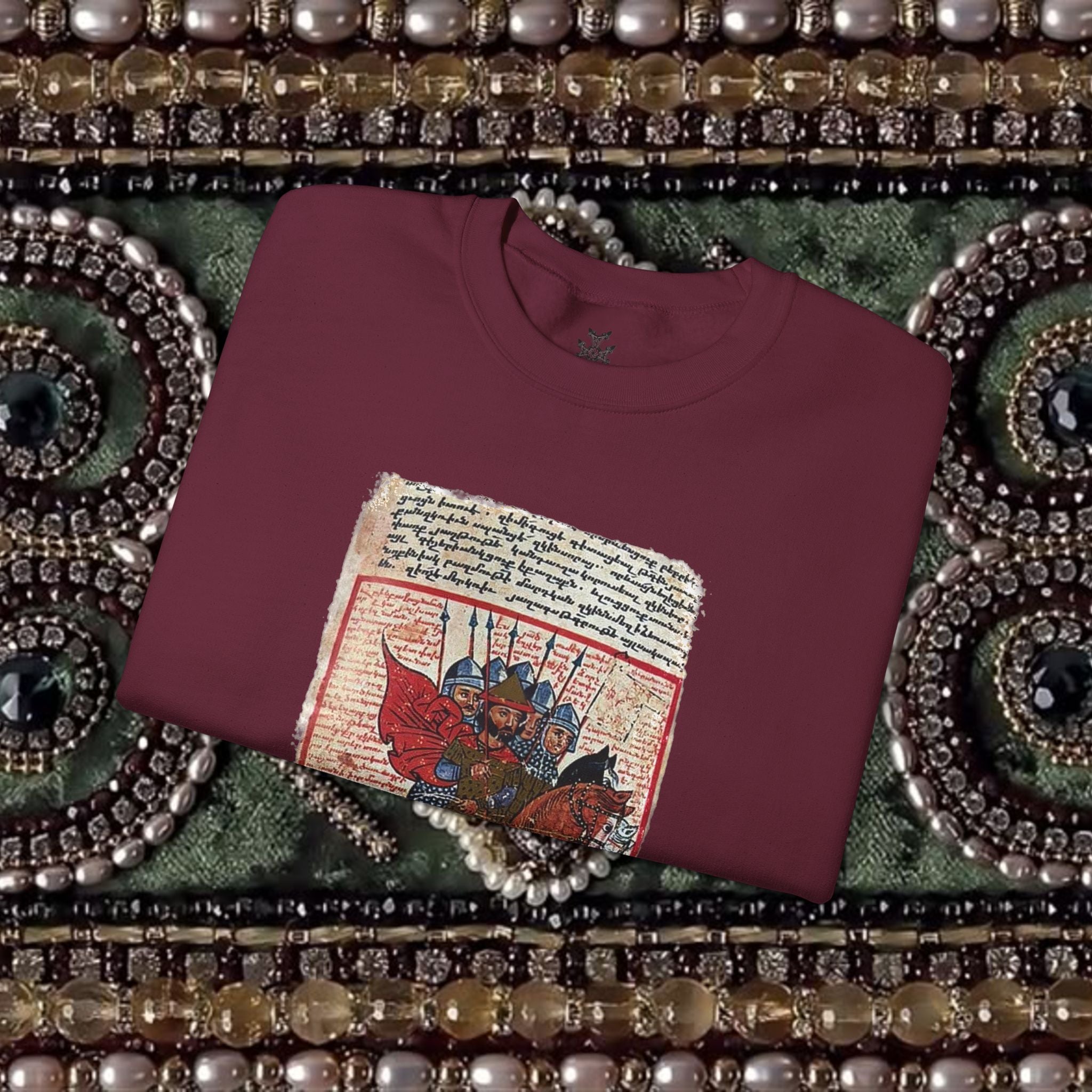 Medieval Armenian Warriors Art Sweatshirt - Ancient Manuscript Design