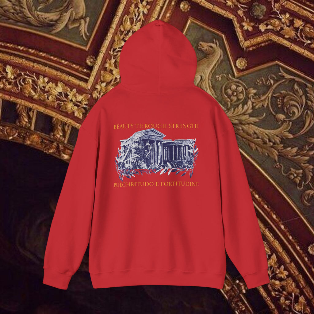 Guardian of the Temple Classically- Inspired Cotton Graphic Hoodie Back Version