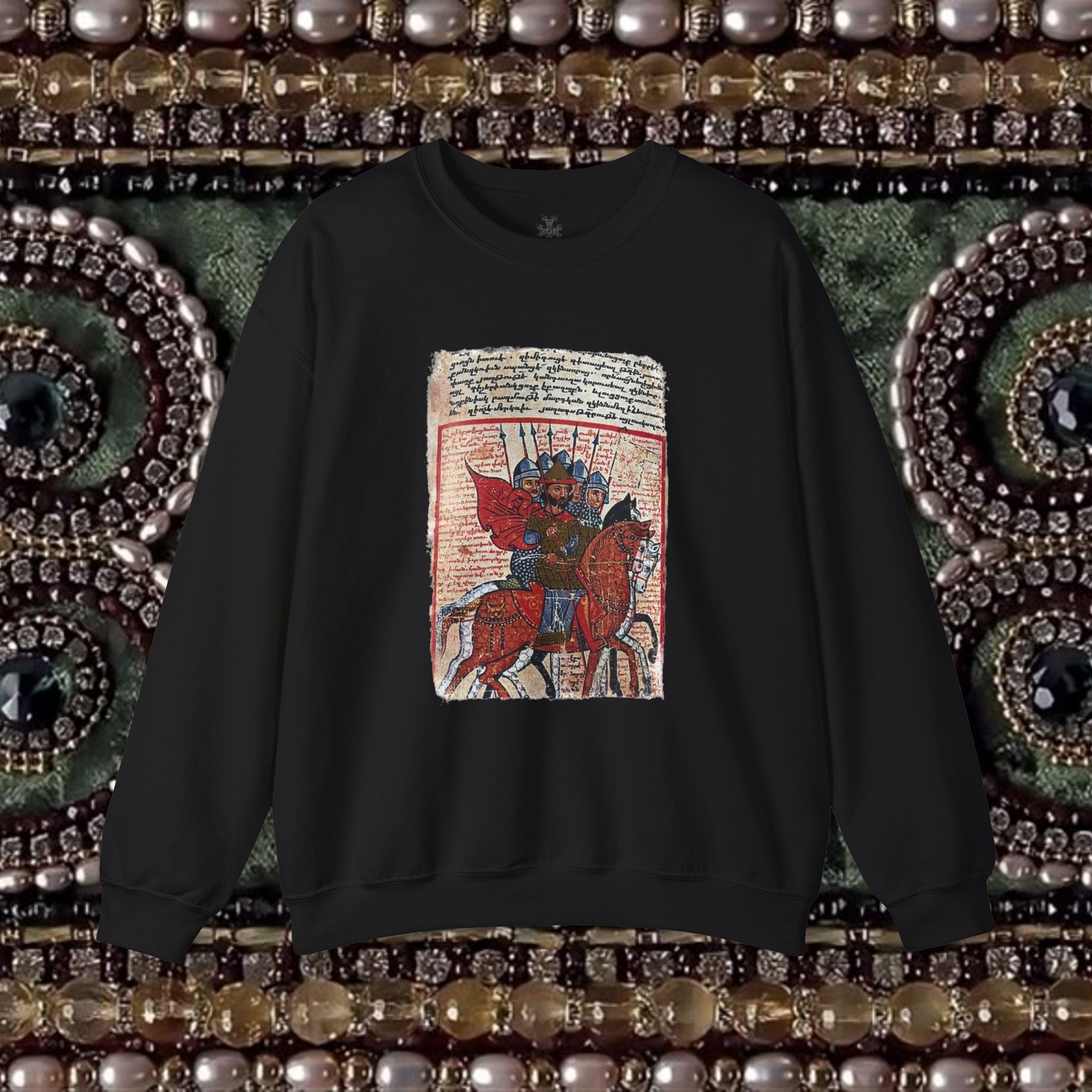 Medieval Armenian Warriors Art Sweatshirt - Ancient Manuscript Design