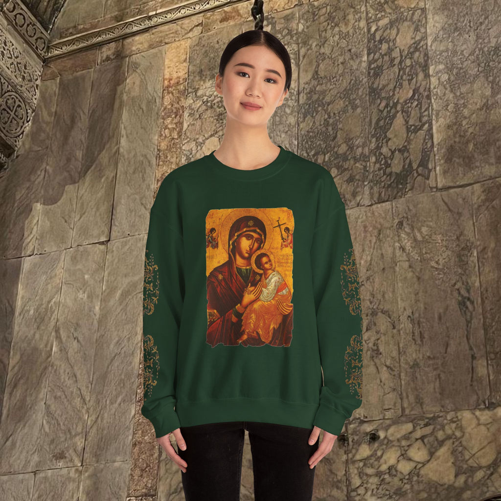 Byzantine Icon Art Sweatshirt -  Mother and Child Design