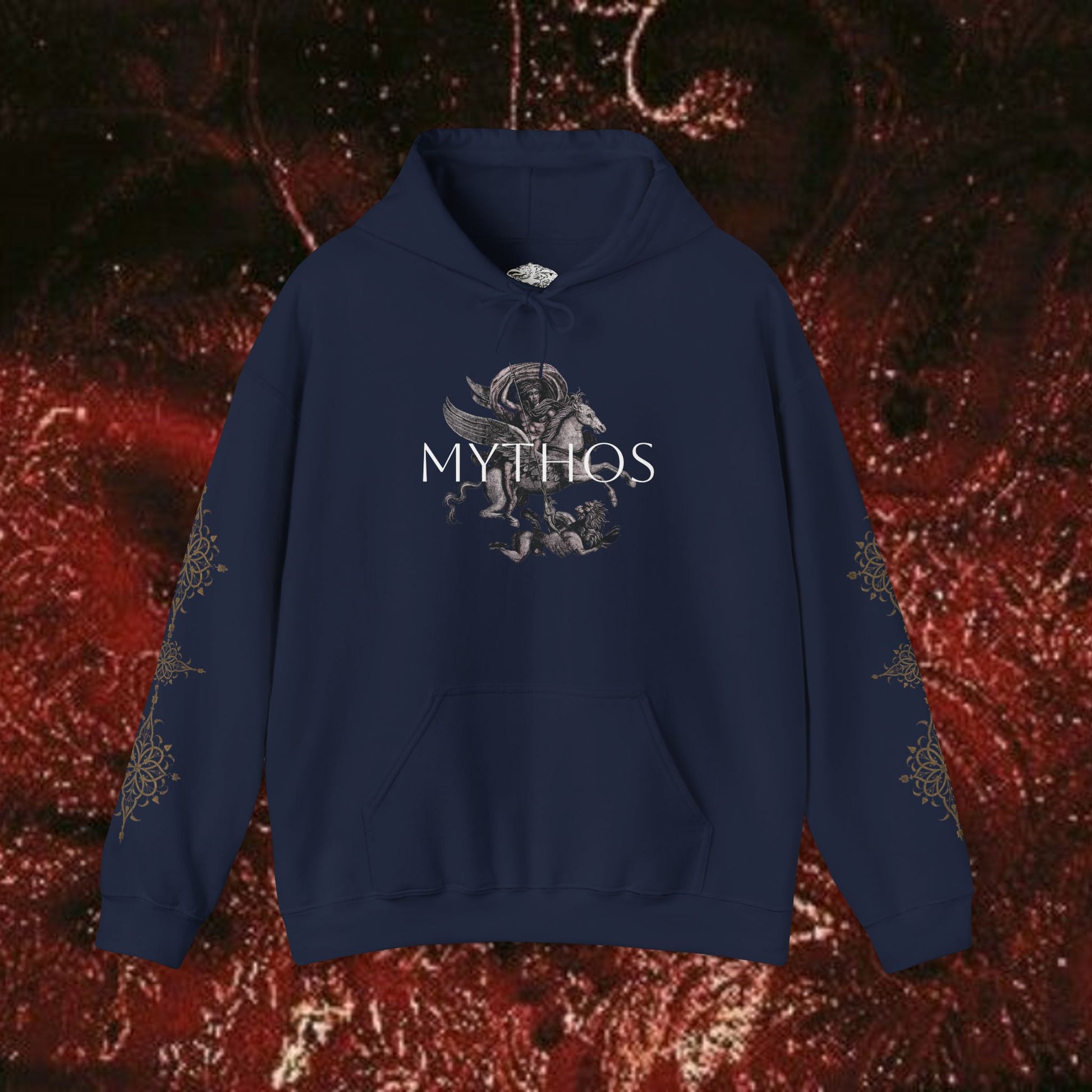Warrior's Mythos Hooded Sweatshirt, Cozy Classically-Inspired Hoodie