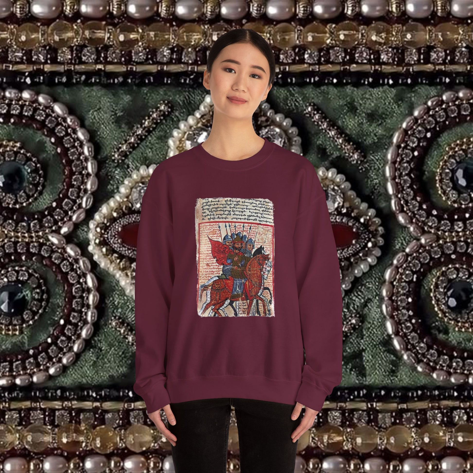 Medieval Warriors Armenian Manuscript Unisex Crewneck Sweatshirt