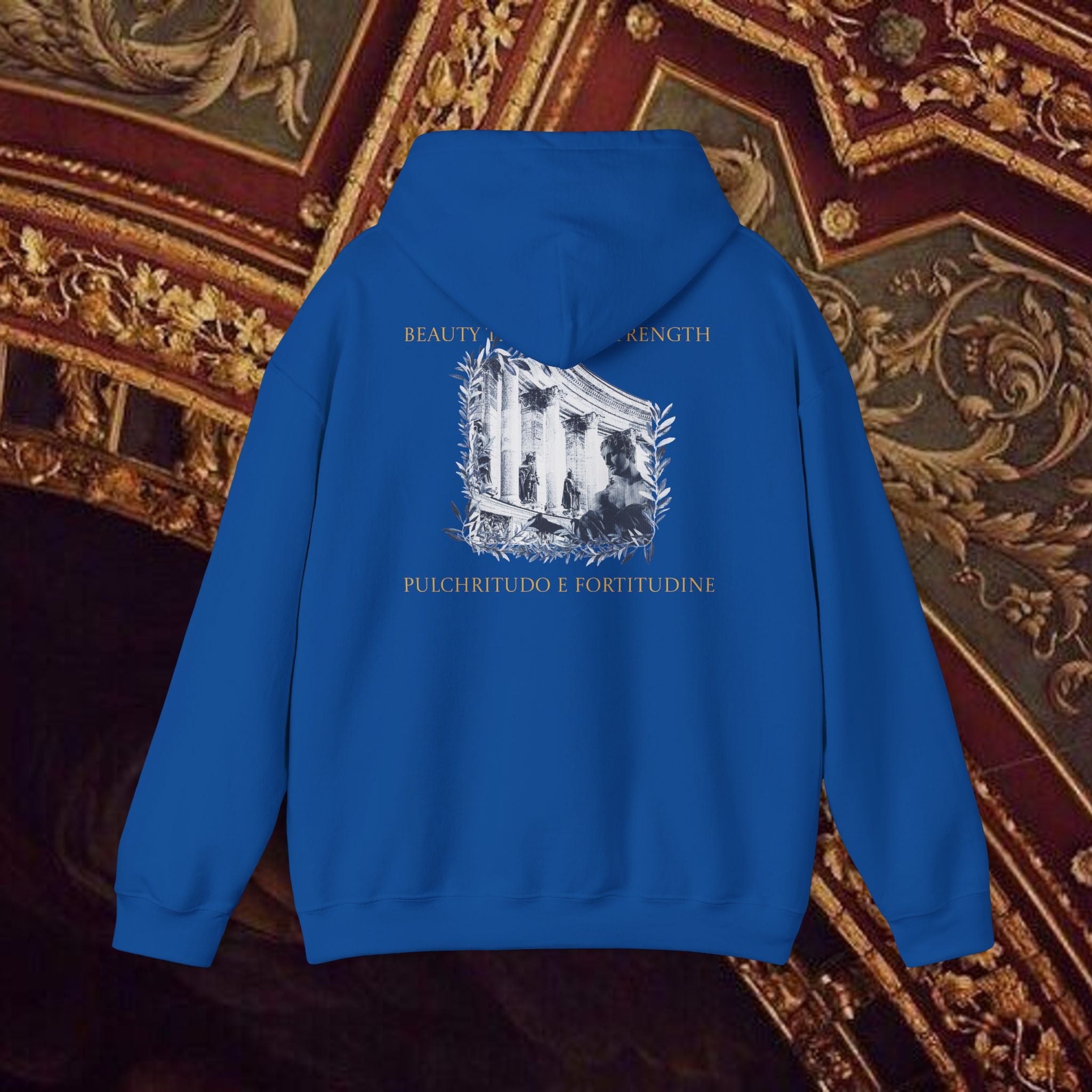 Beauty Through Strength Classically-Inspired Cotton Graphic Hoodie Back Version