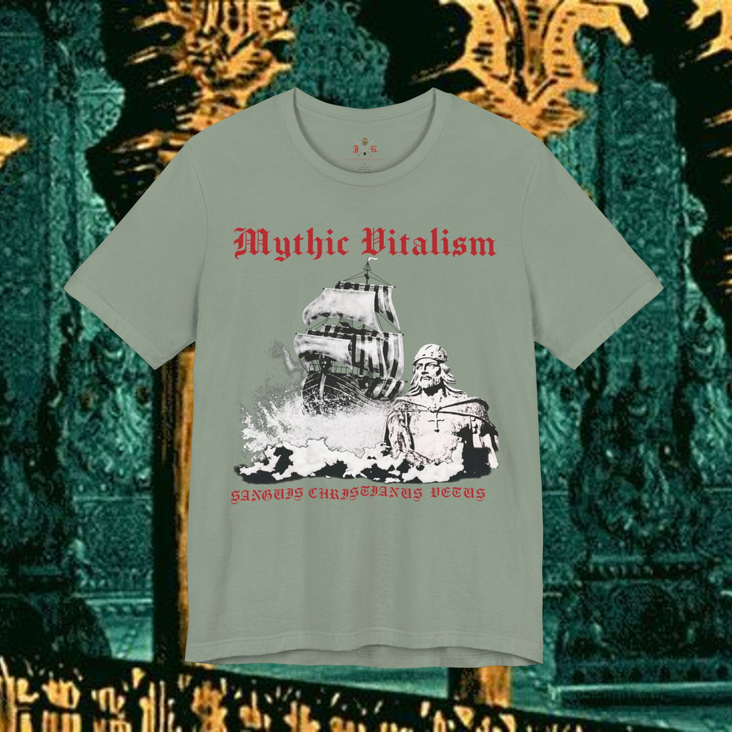 Mythic Vitalism, Sanguis Christianus Vetus Exploration and Adventure Inspired Graphic T Shirt Front Version